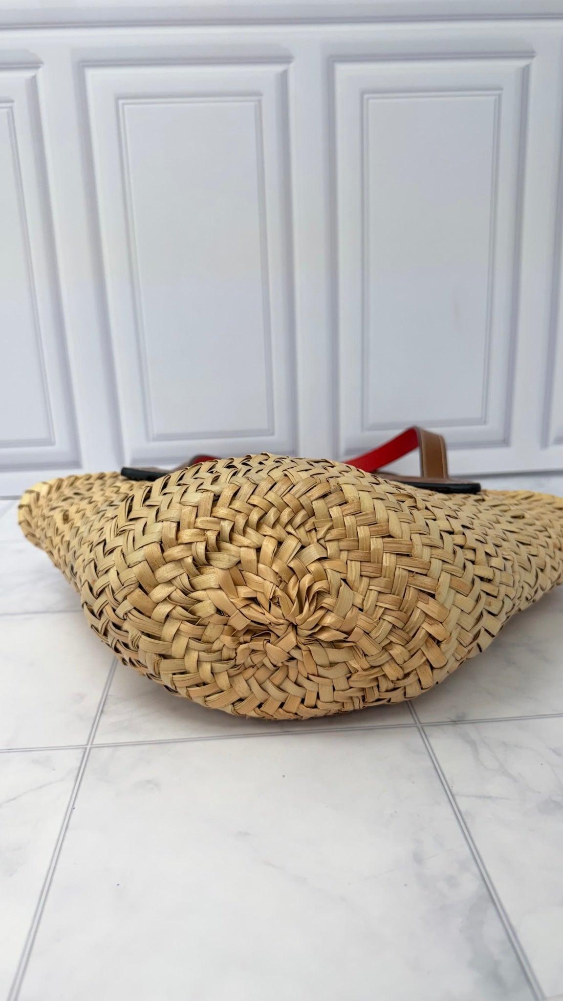 Christian Louboutin Natural Straw Loubishore Small Tote Bag