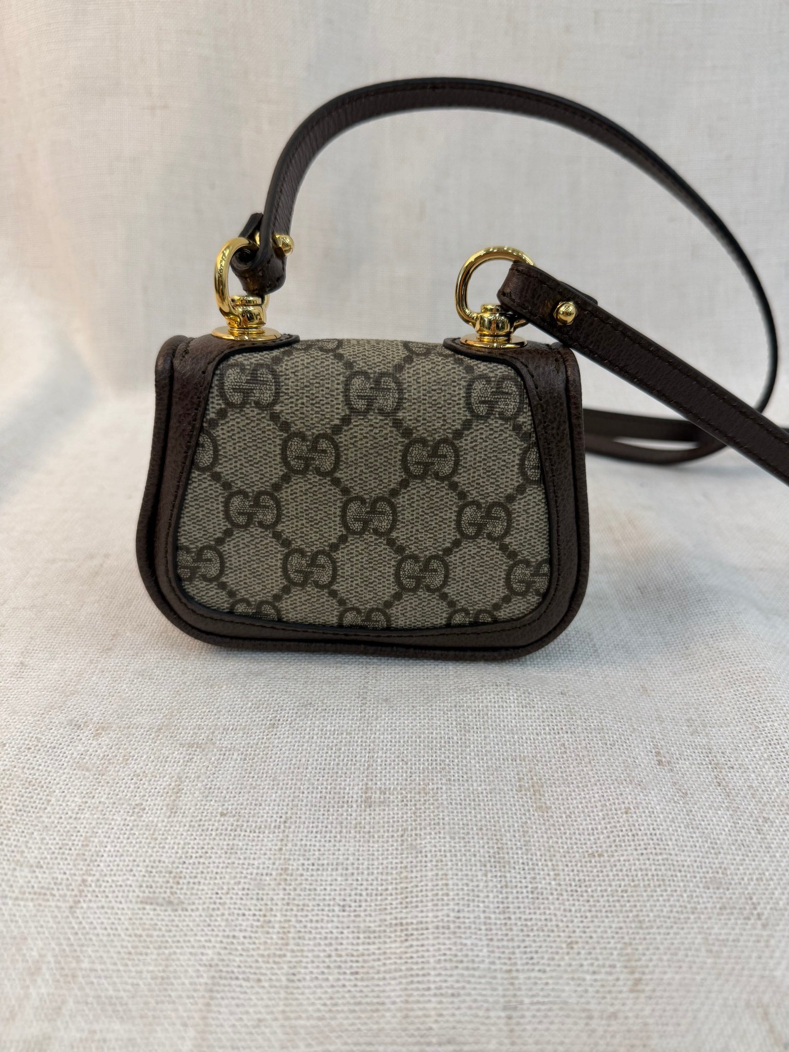 Gucci Brown Canvas Blondie Card Case With Strap
