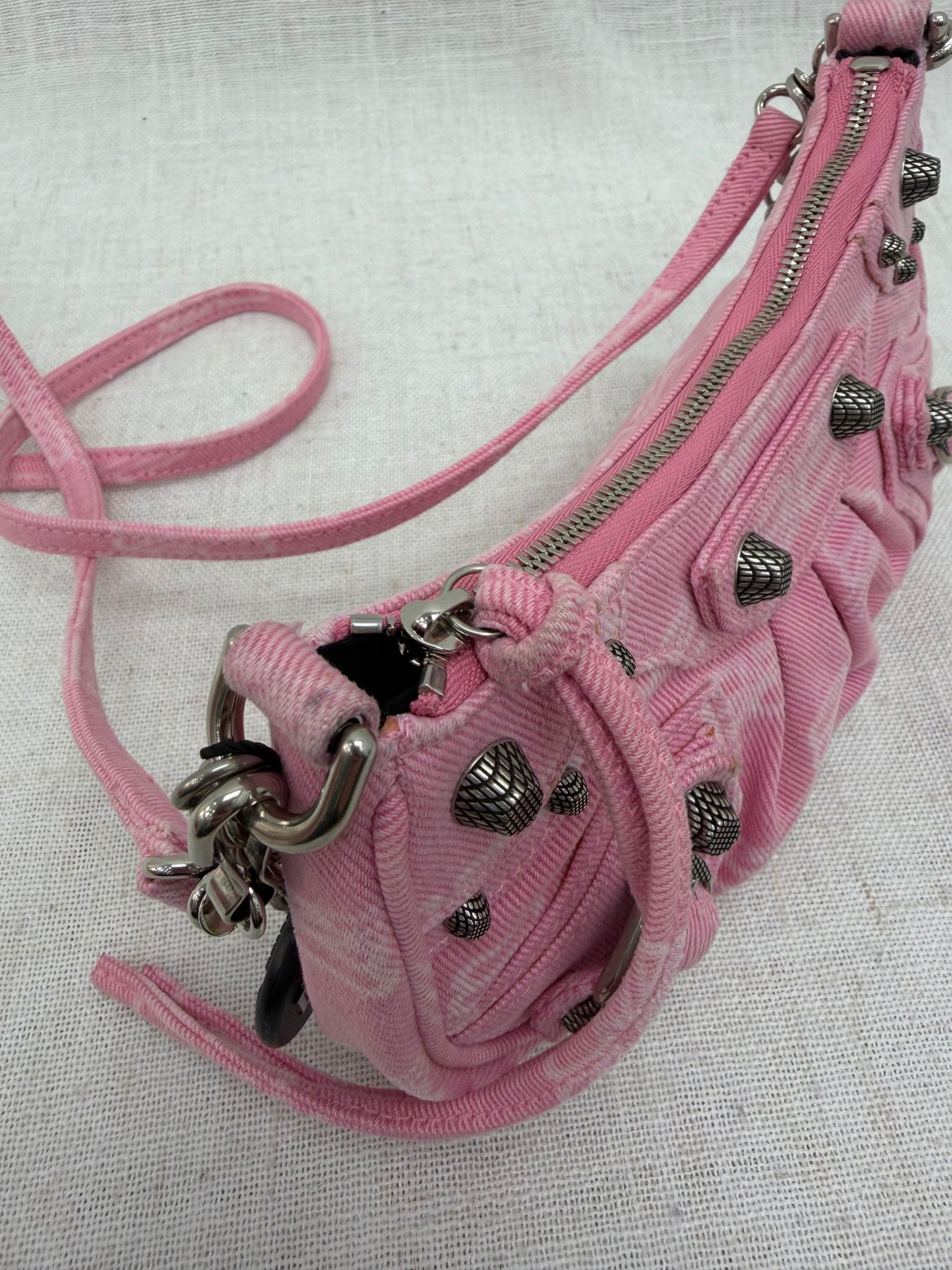 Balenciaga Pink Denim Le Cagole Shoulder Bag