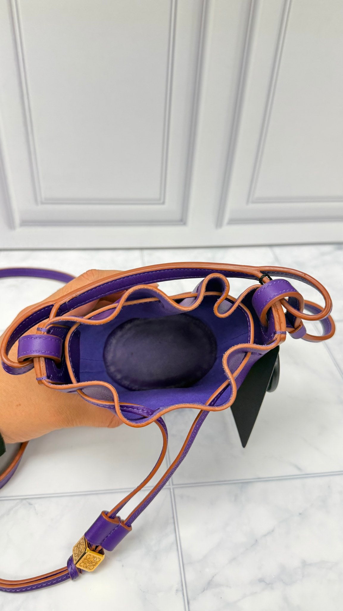 Loewe Purple Leather Balloon Bucket Crossbody Bag