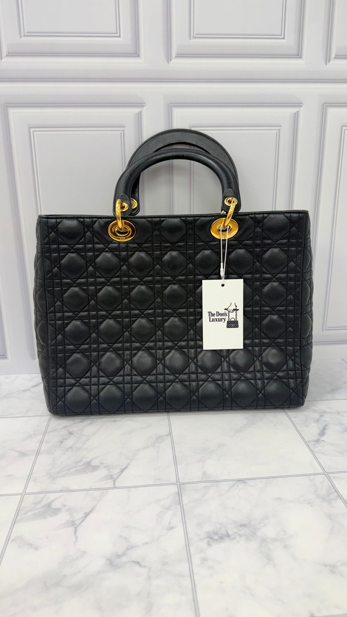 Christian Dior Black Quilted Lambskin Lady Dior Handbag