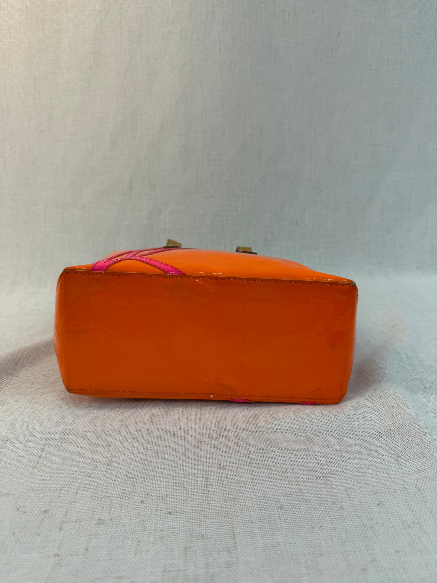 Louis Vuitton X Robert Wilson Orange Vernis Leather Reade PM Tote Bag