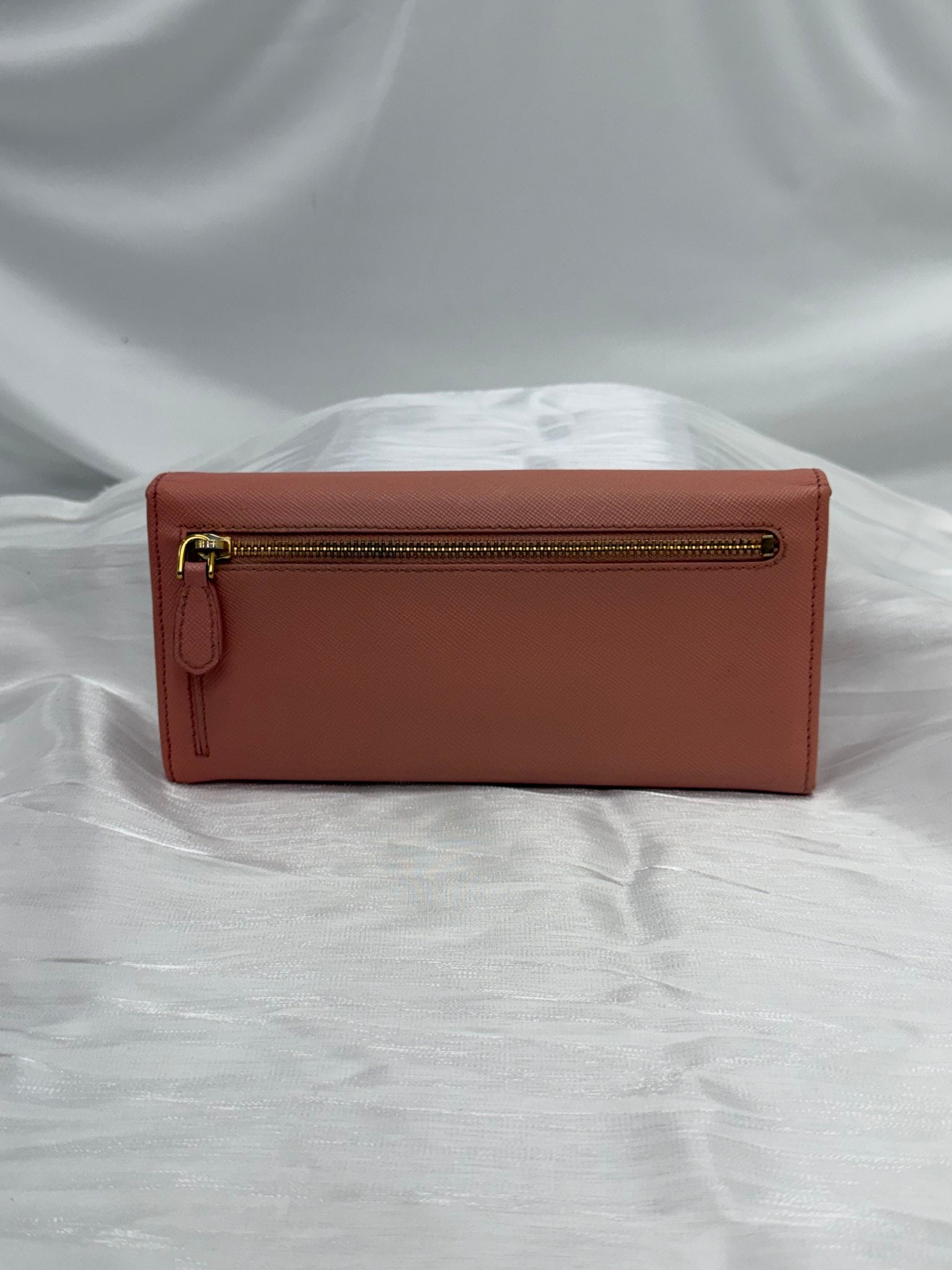 Prada Pink Saffiano Leather Bow Long Wallet
