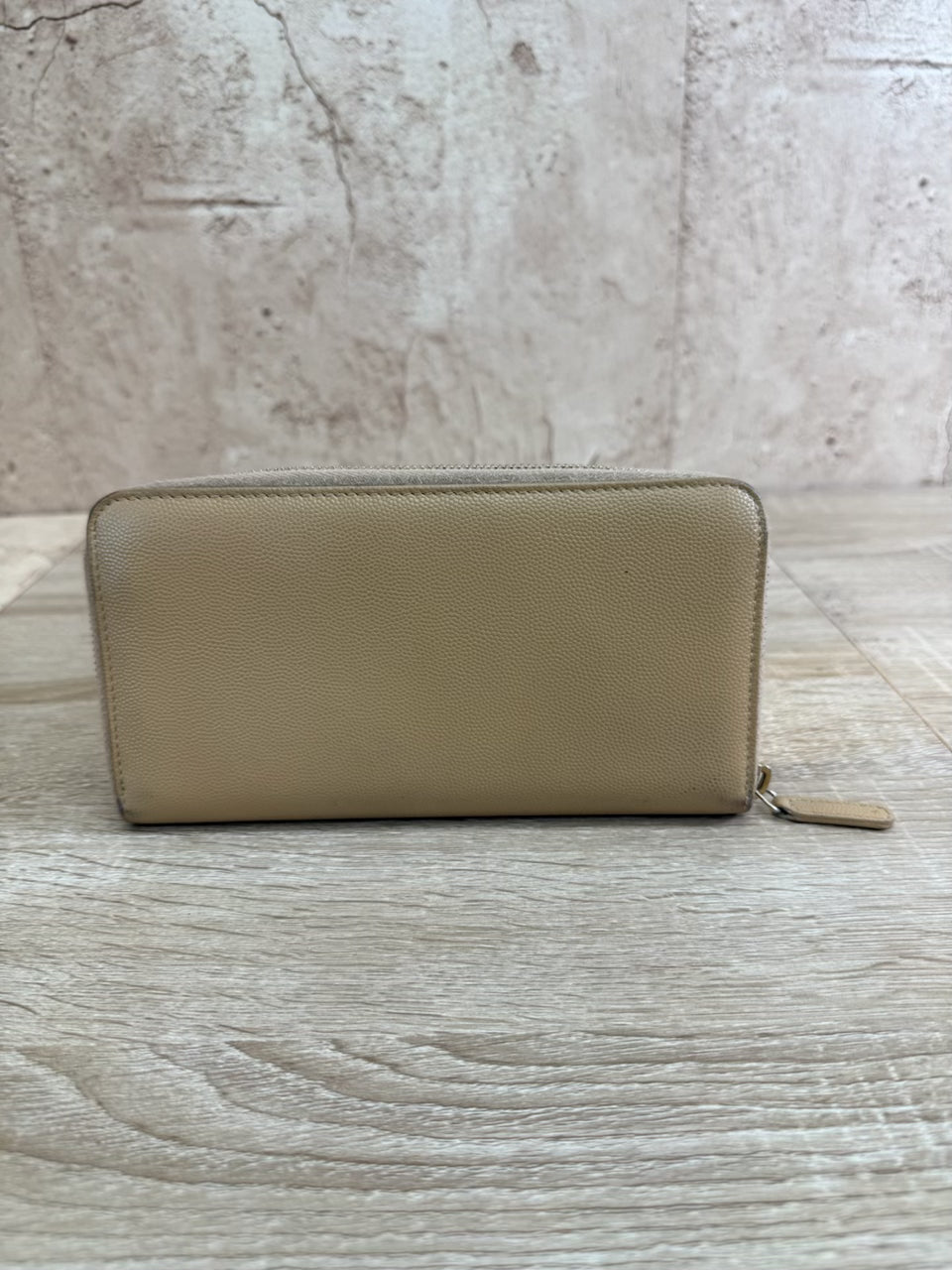 Chanel Beige Caviar Caviar Studded Deauville Zippy Long Wallet