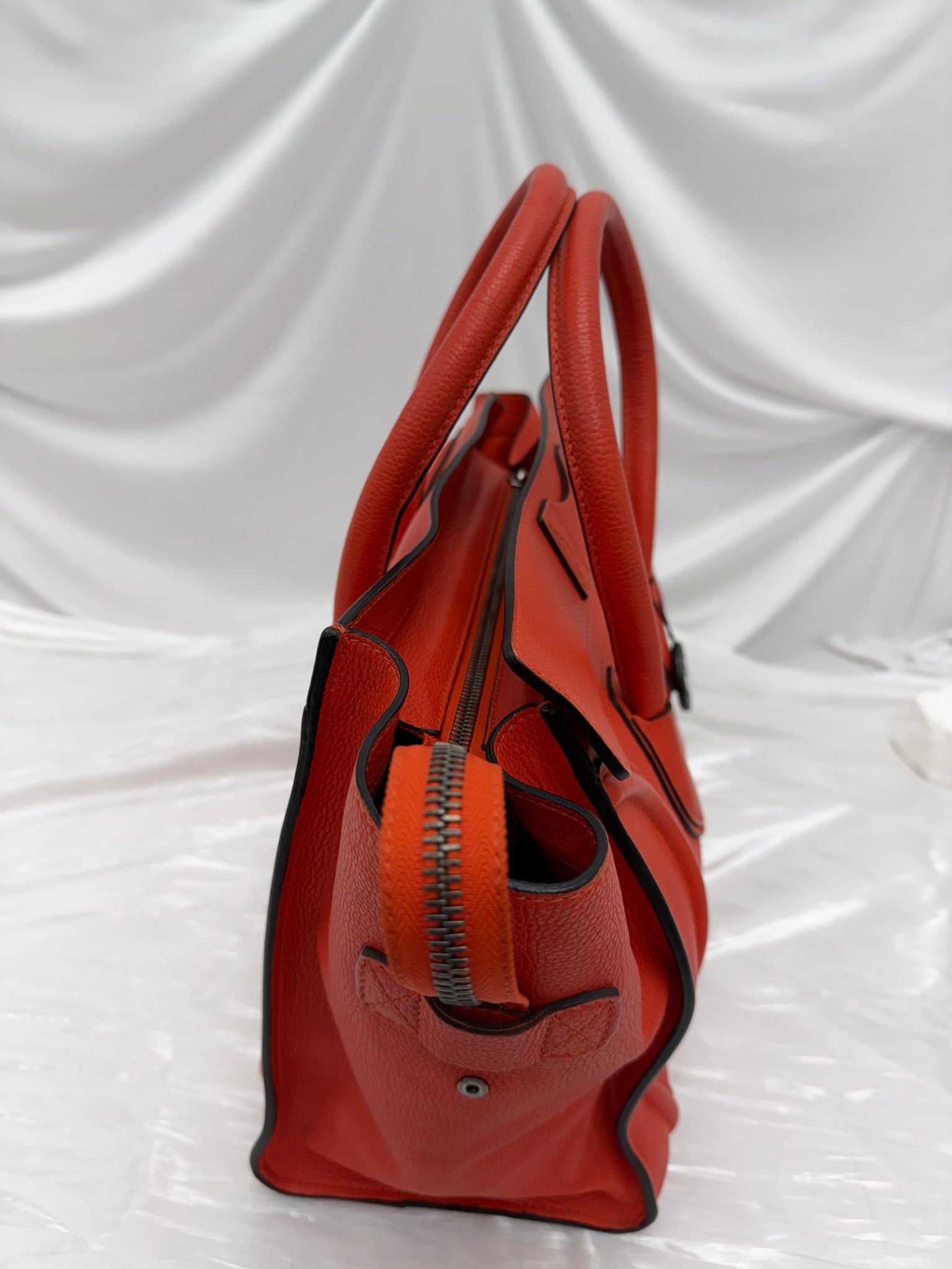 Celine Orange Leather Mini Luggage Handbag