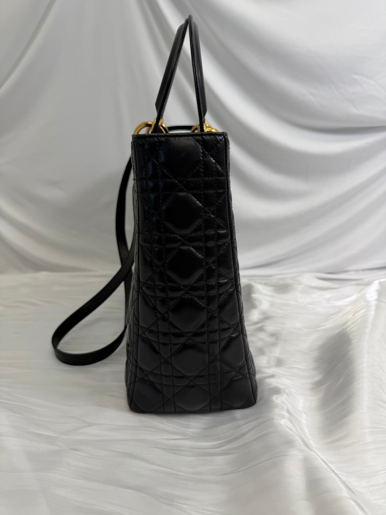 Christian Dior Black Cannage Lambskin Large Lady Dior