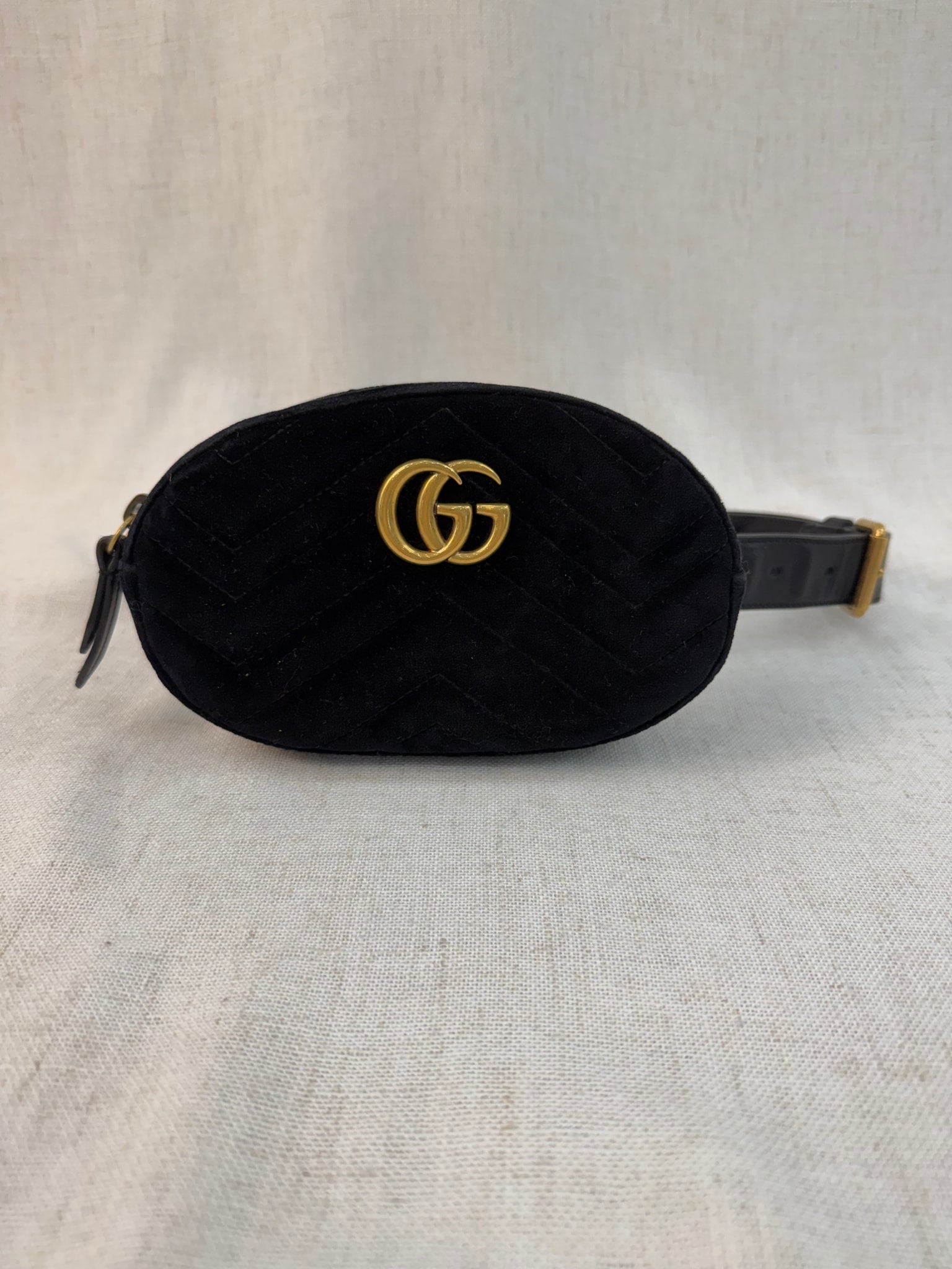 Gucci Black Velvet Marmont Belt Bag