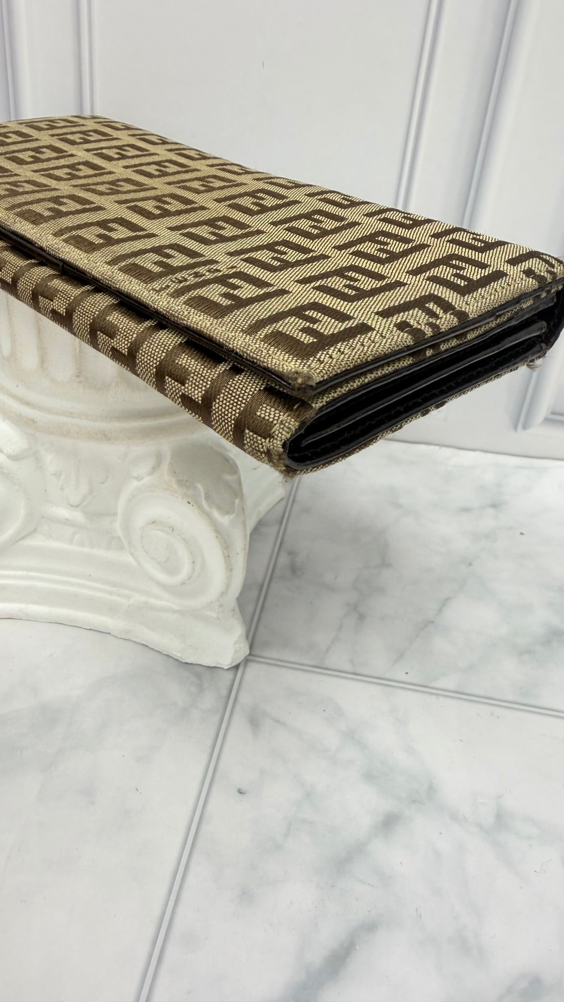 Fendi Brown Zucchino Canvas Long Wallet
