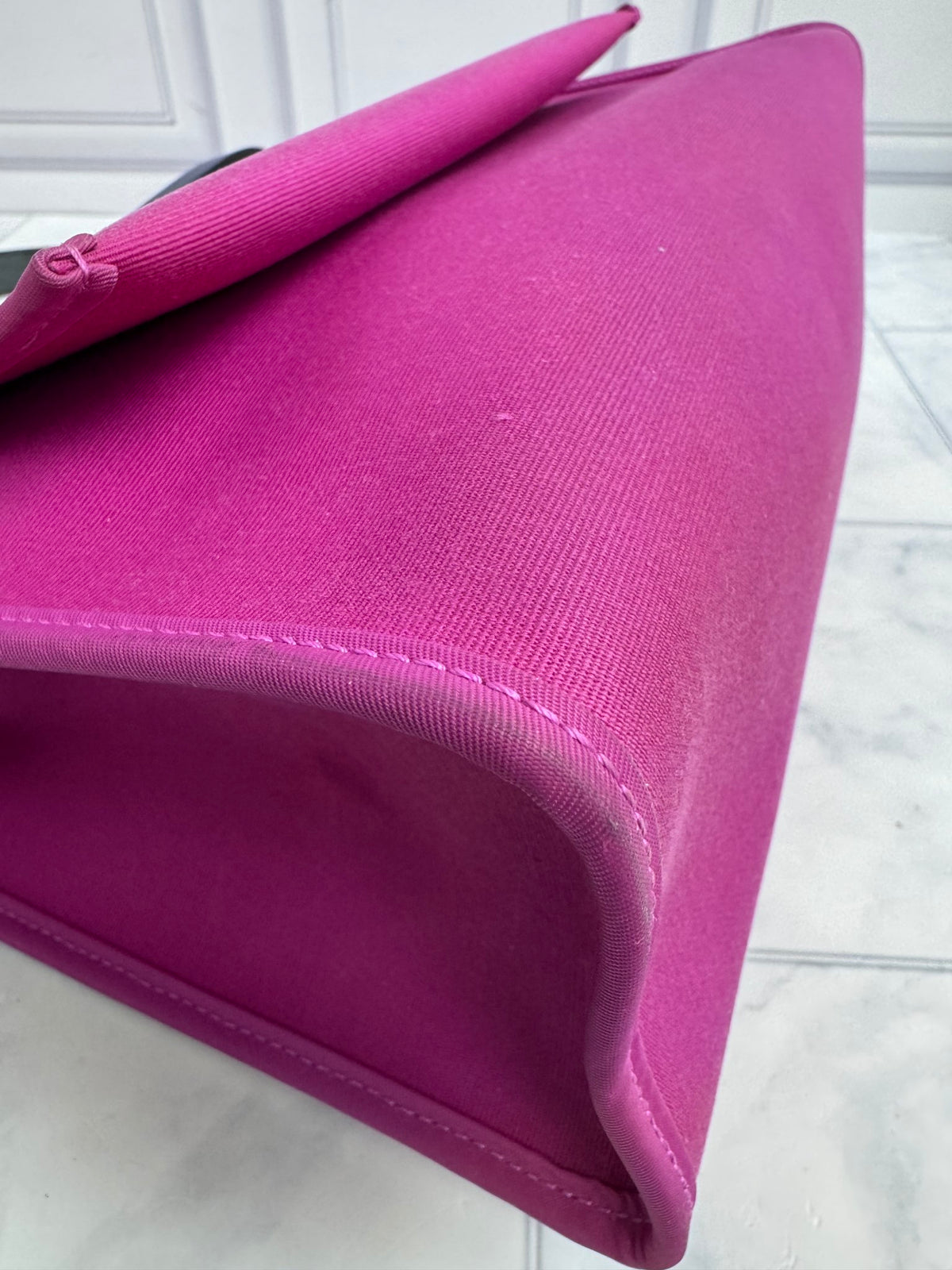 Hermes Magnolia Pink Toile Canvas & Sapphire Blue Vache Hunter Leather Zip Herbag 31