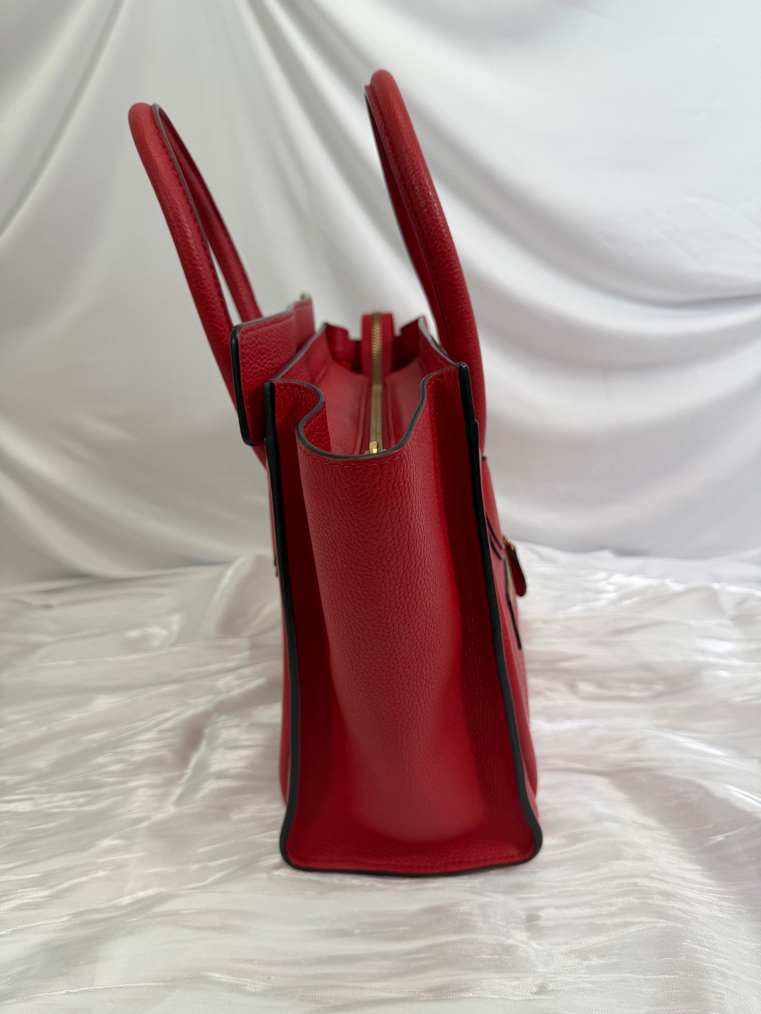 Celine Red Leather Micro Luggage Tote