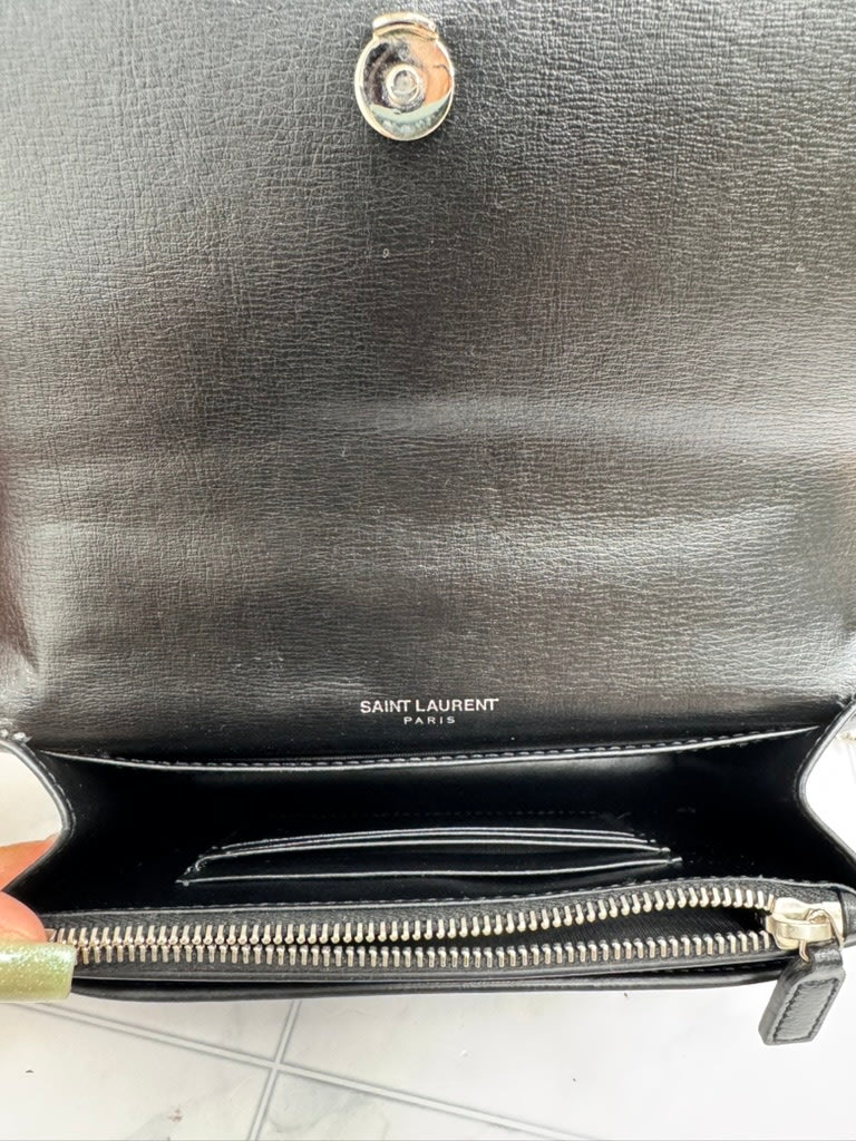 LIKE NEW - Saint Laurent YSL Black Leather Sunset Toy Chain Shoulder Bag