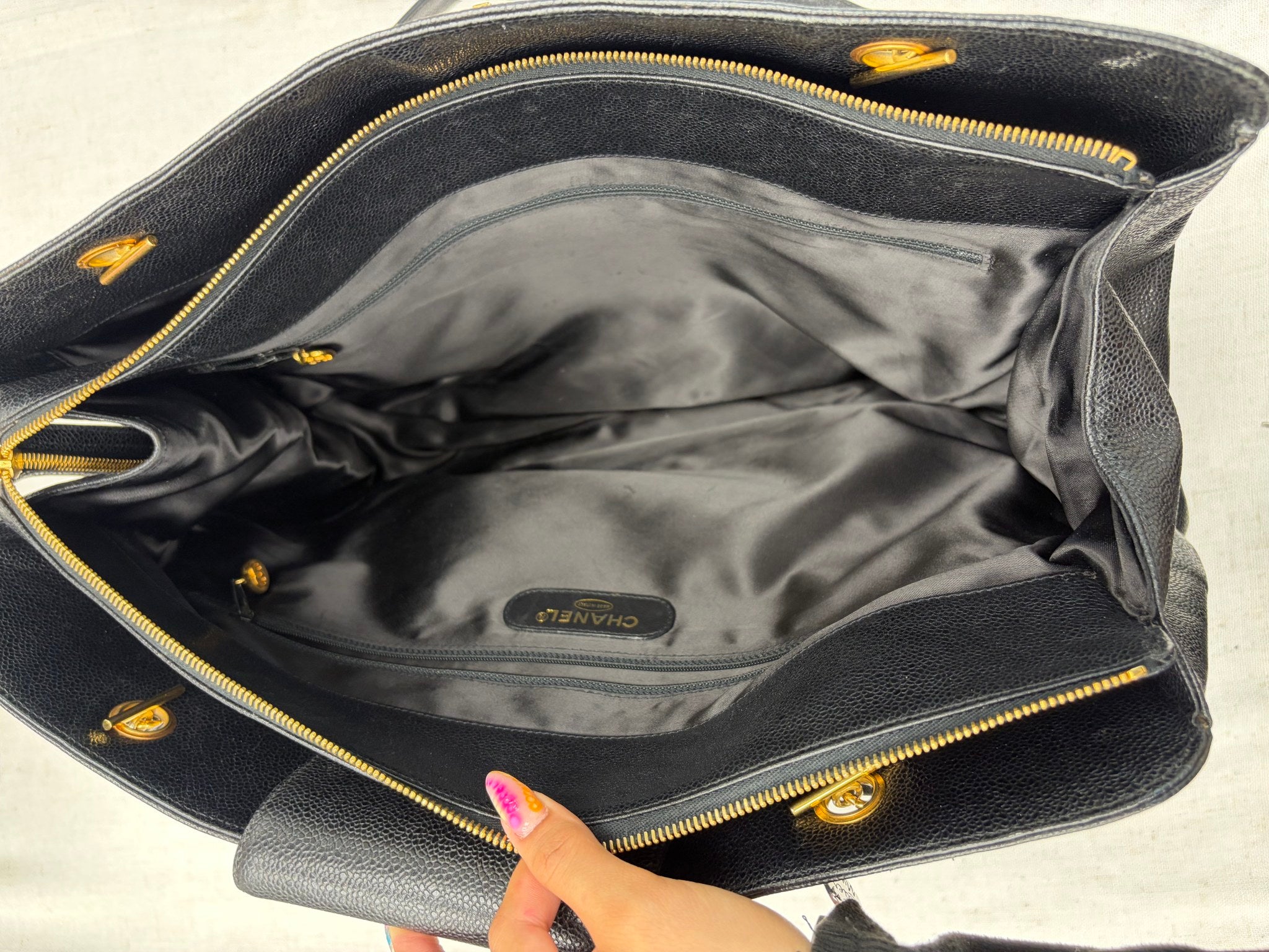 Chanel Black Caviar Supermodel Tote Bag