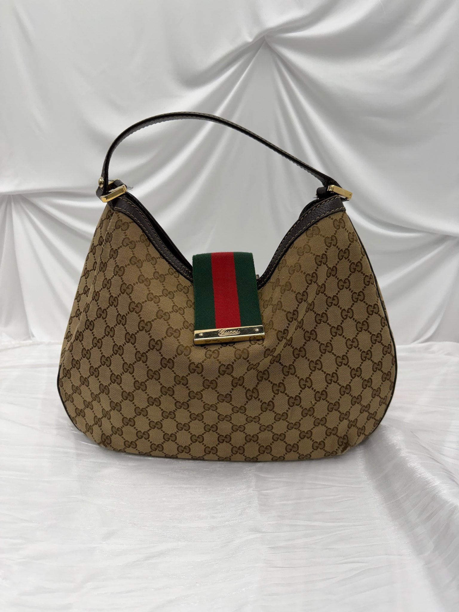 Gucci GG Canvas Sherry Line Hobo Tote