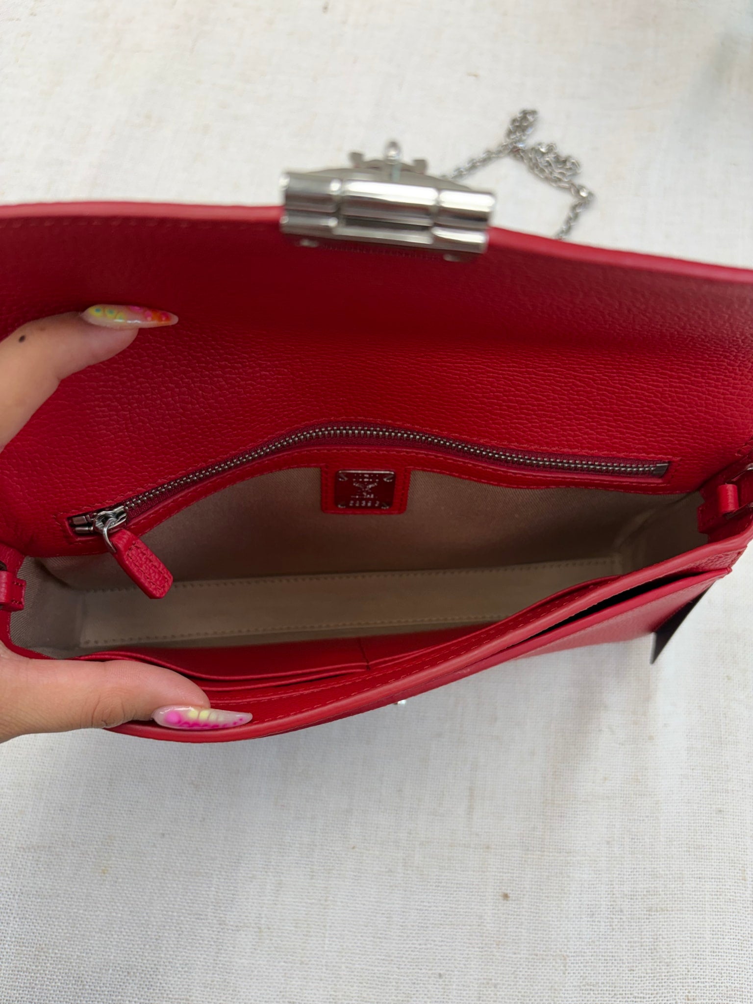 MCM Red Leather Millie Crossbody Bag