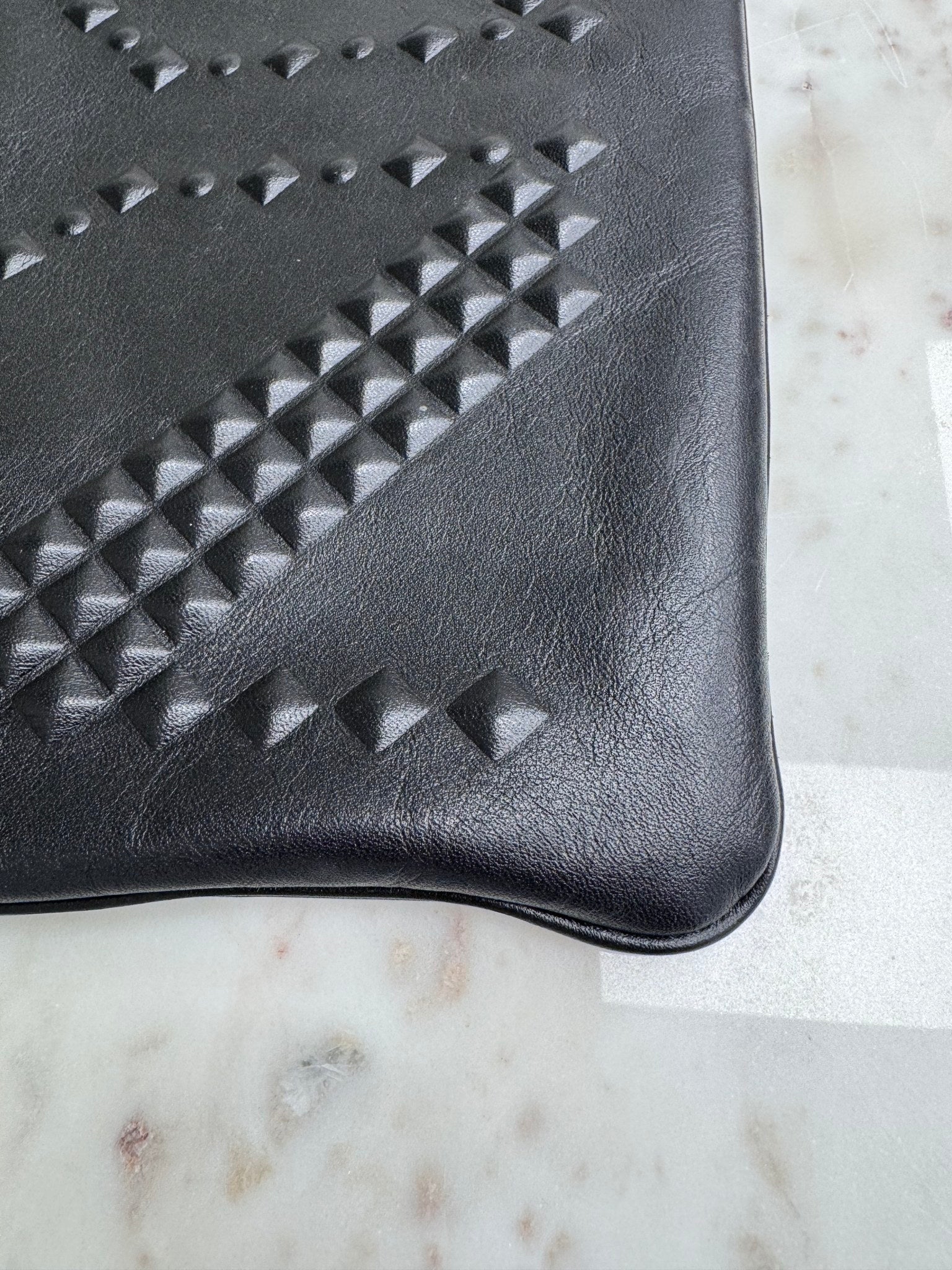 MCM Black Studded Leather Large Clutch