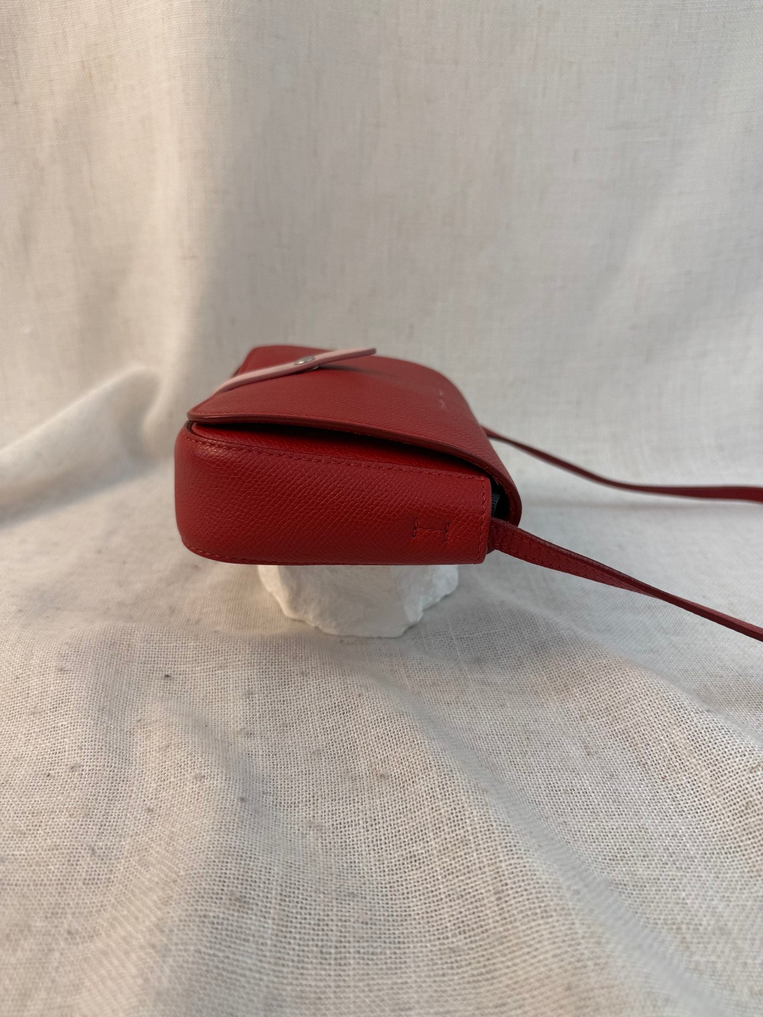 Celine Red Leather Celine Strap Clutch Bag