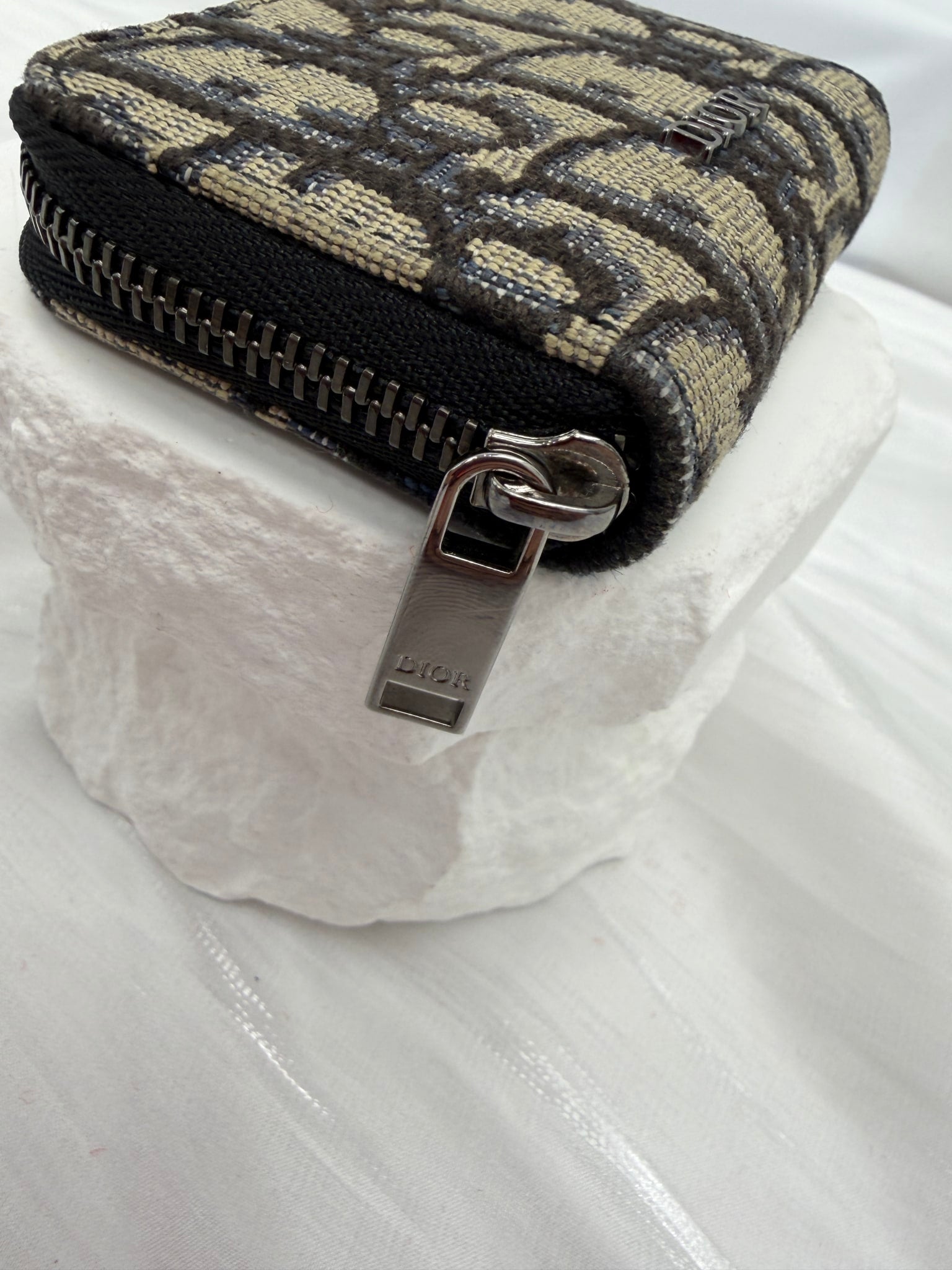 Christian Dior Blue Trotter Mini Zippy Coin Pouch