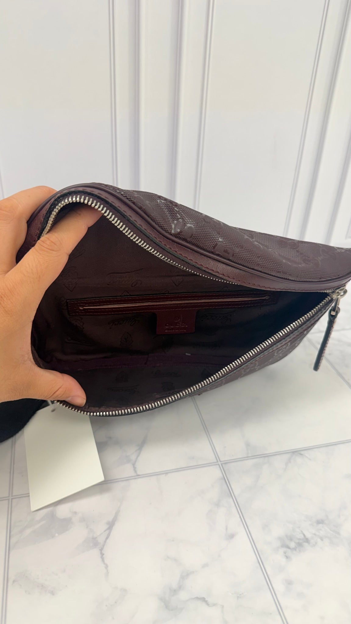 Gucci Deep Mauve GG Coated Canvas Belt Bag