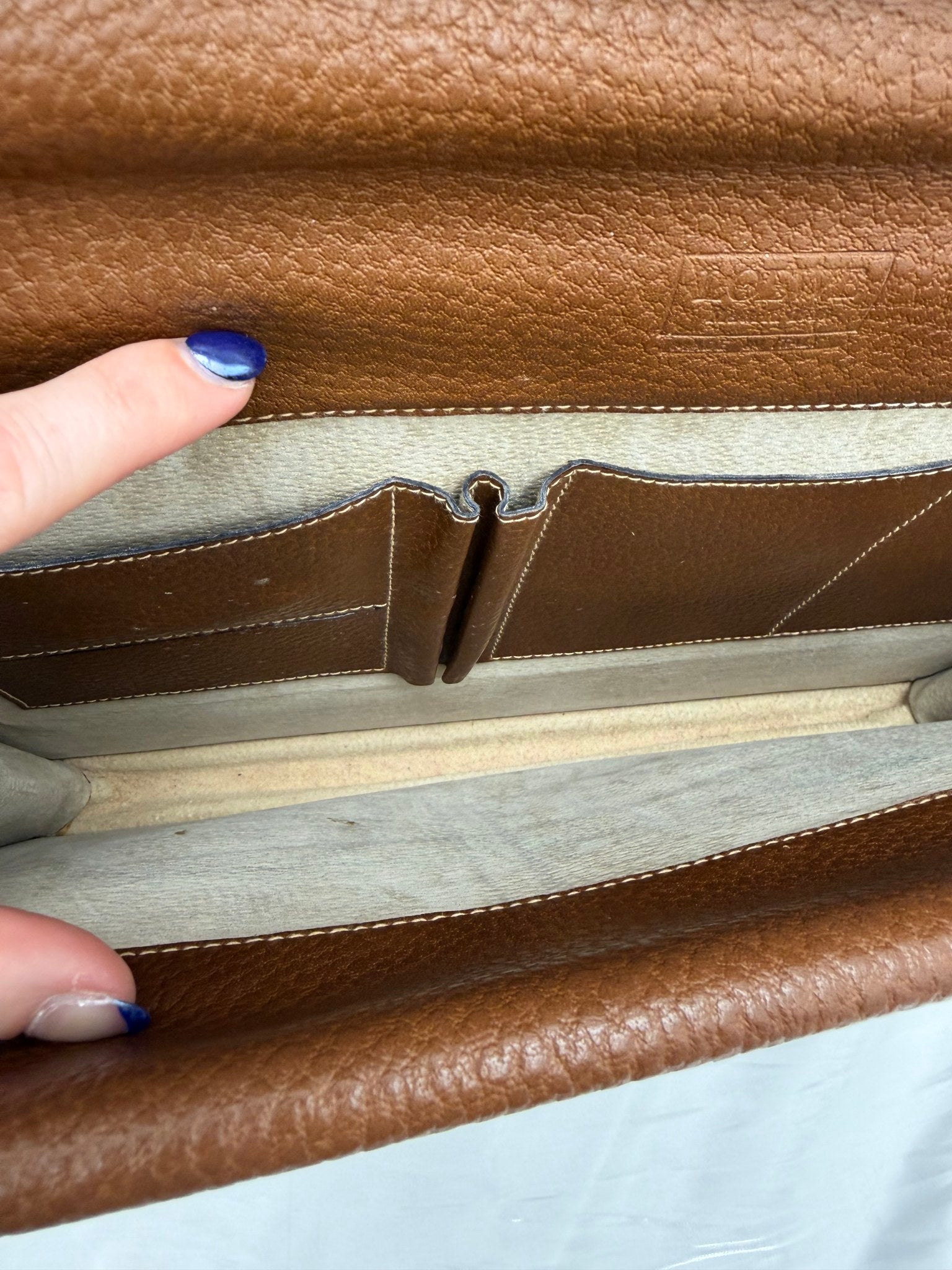 Loewe Vintage Brown Leather Double Flap Business Bag