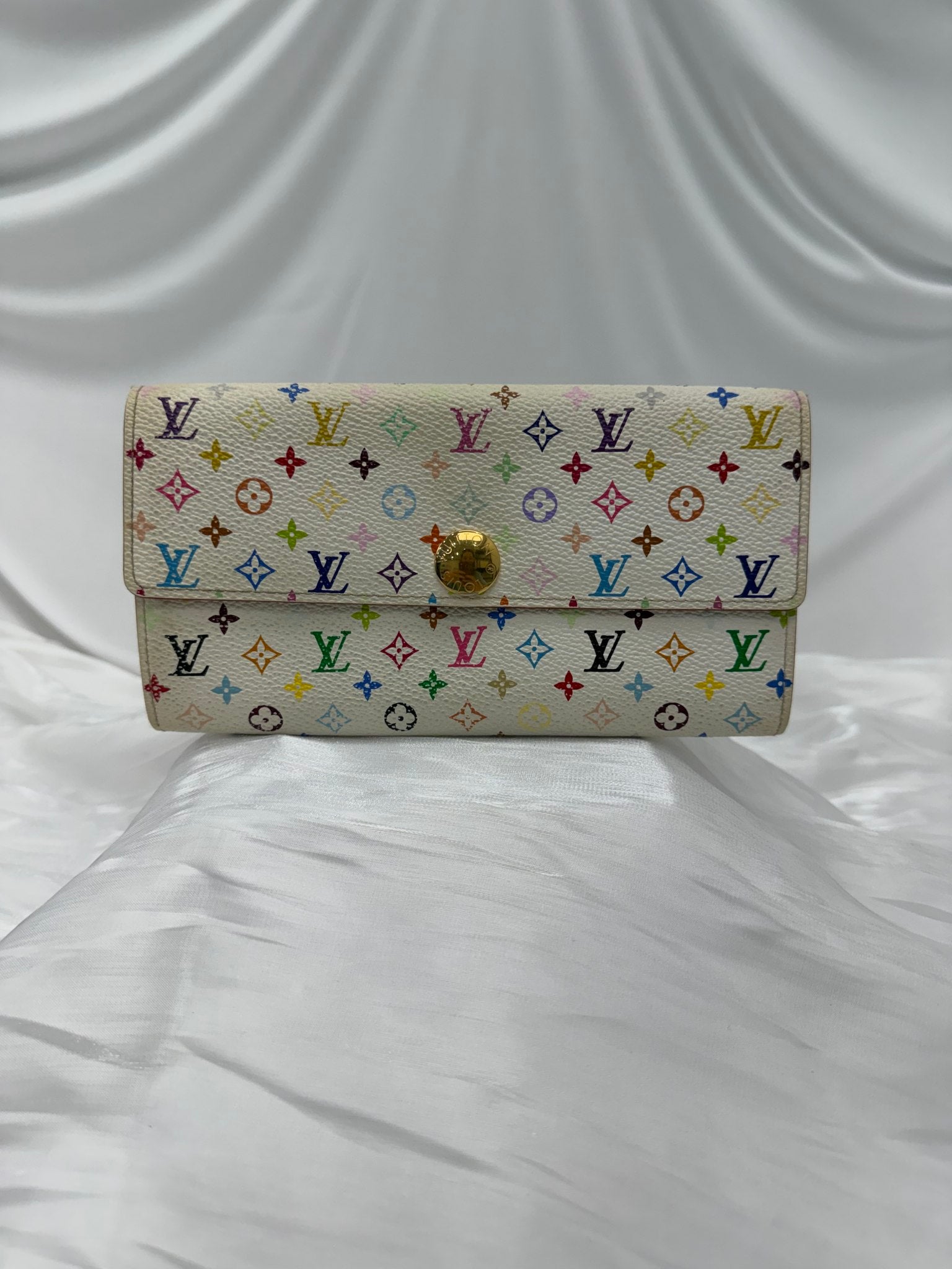 Louis Vuitton White Multicolore Monogram Sarah Wallet