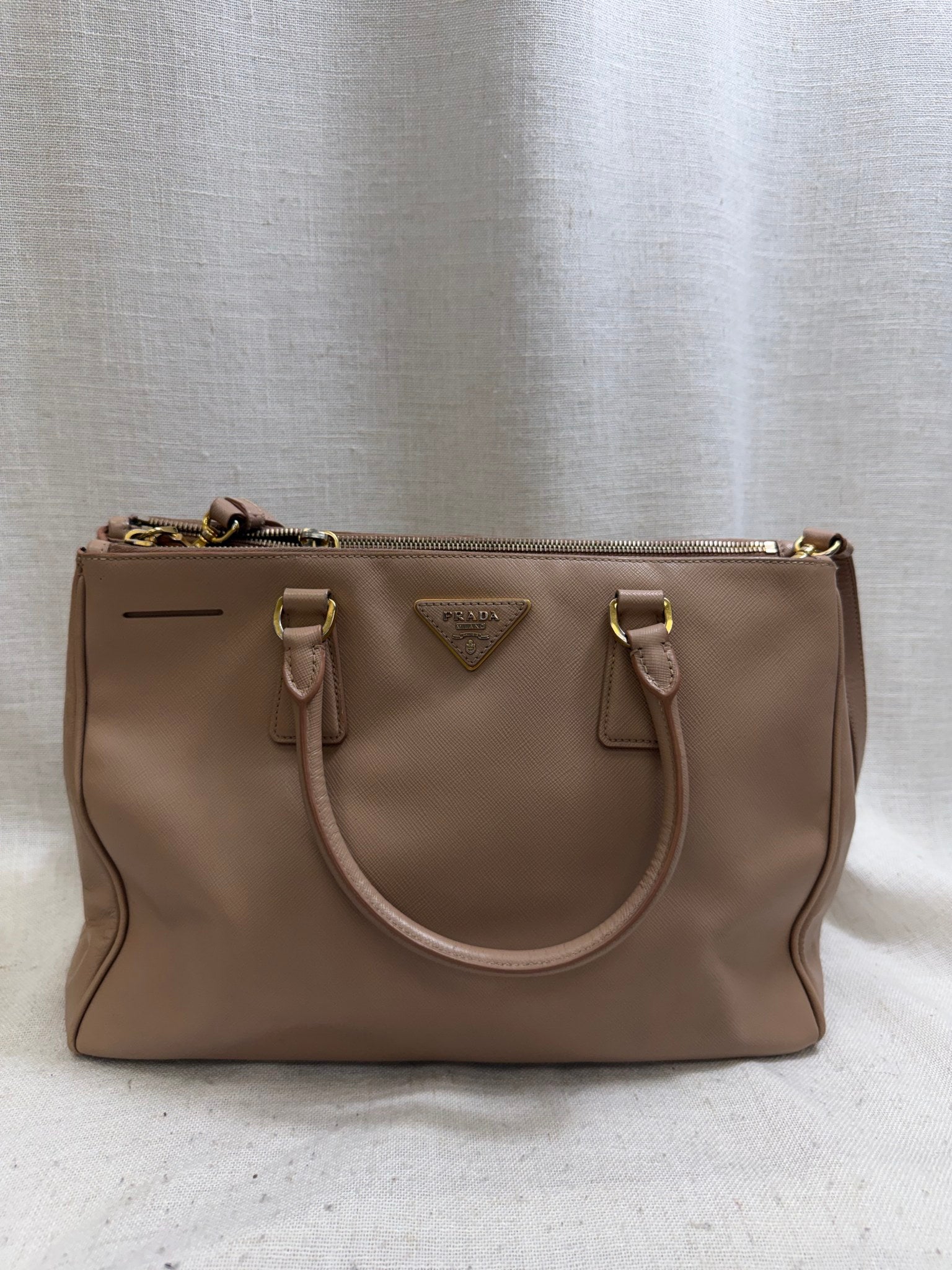 Prada Nude Saffiano Leather Galleria Handbag