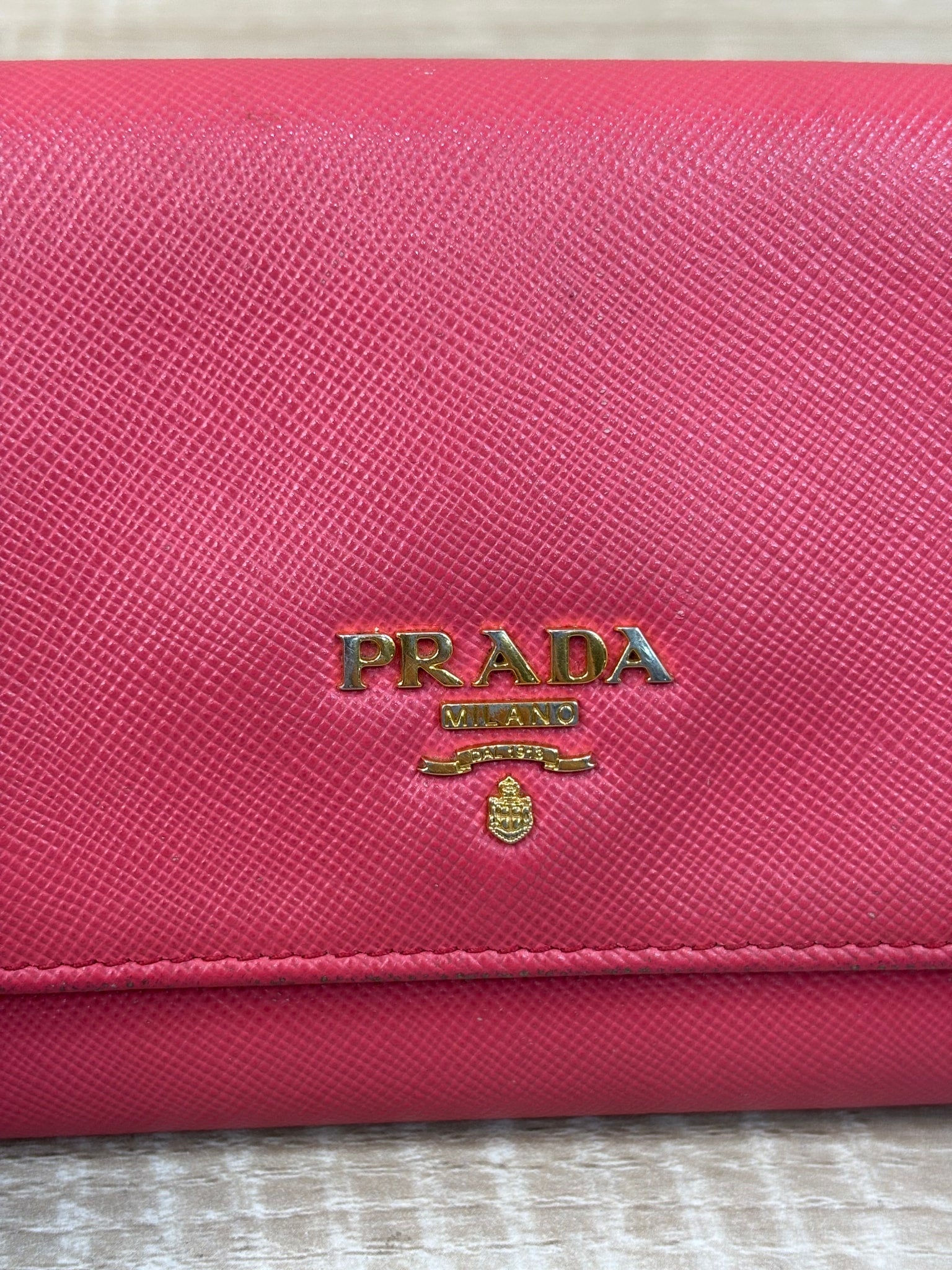 Prada Pink Leather Long Snap Wallet