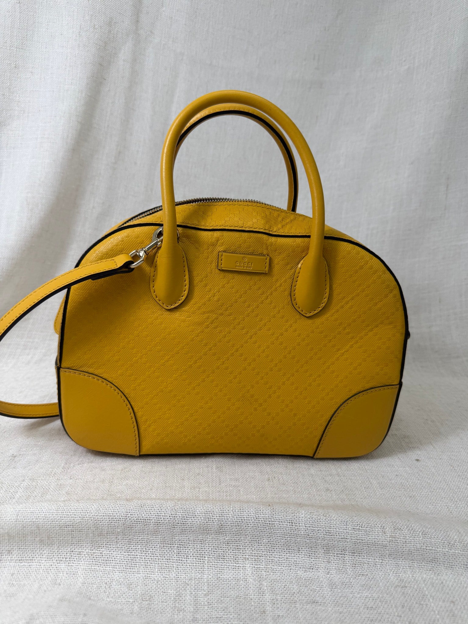 Gucci Yellow Diamante Leather Convertible Boston Bag