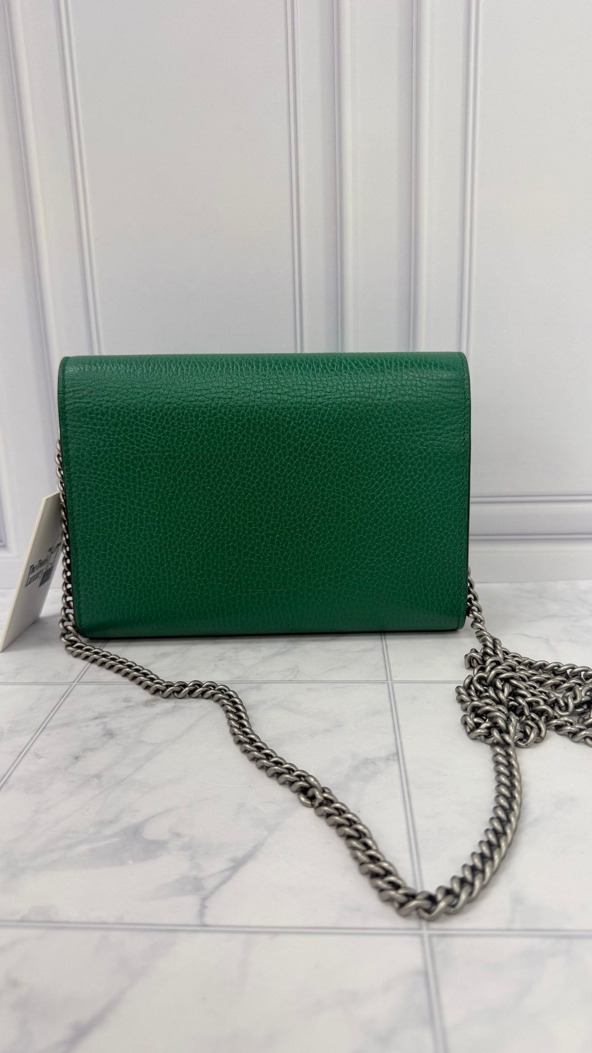 LIKE NEW - Gucci Green Grained Leather Dionysus Wallet on A Chain