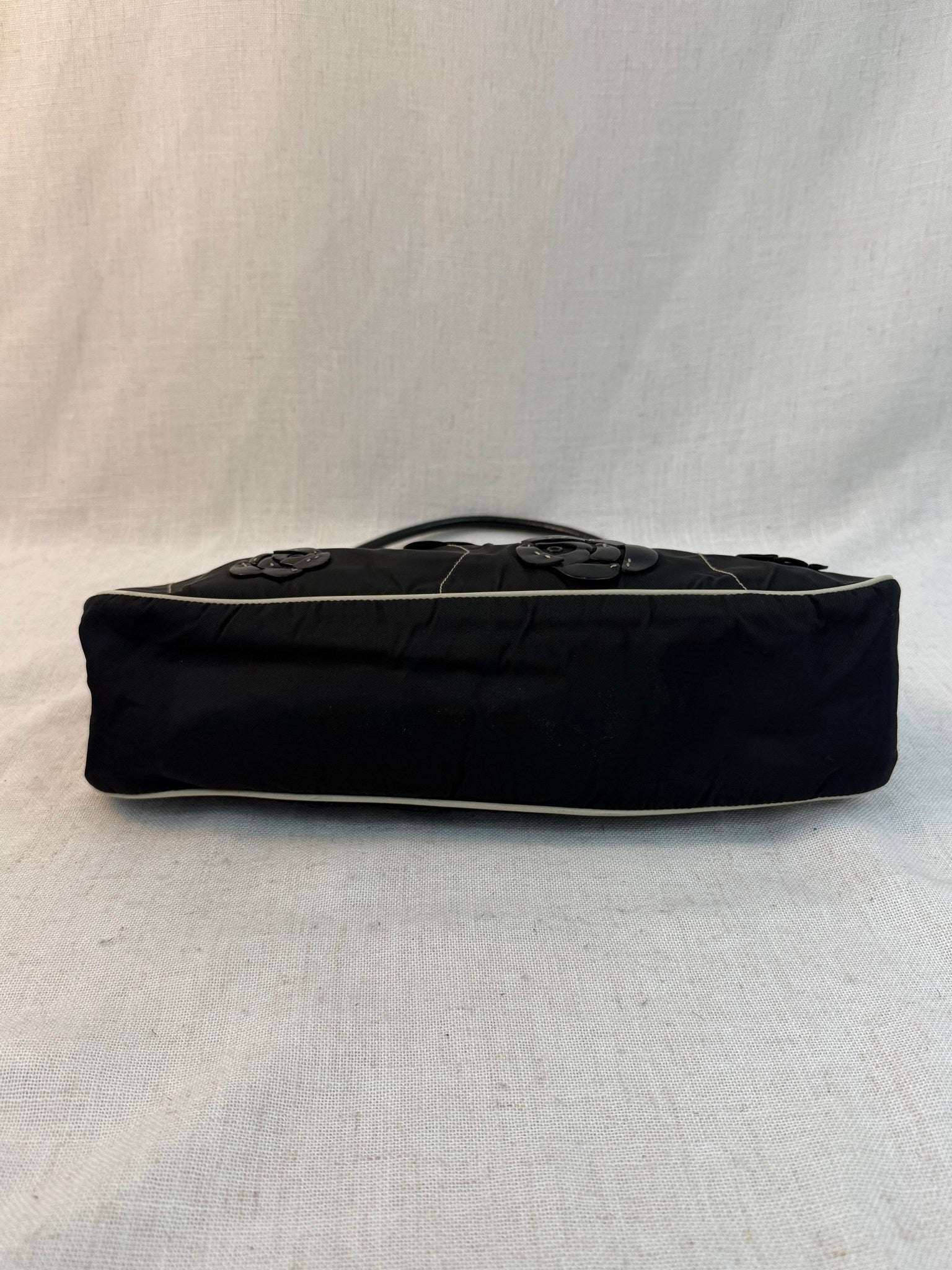 Prada Black Nylon Floral Tessuto Shoulder Bag