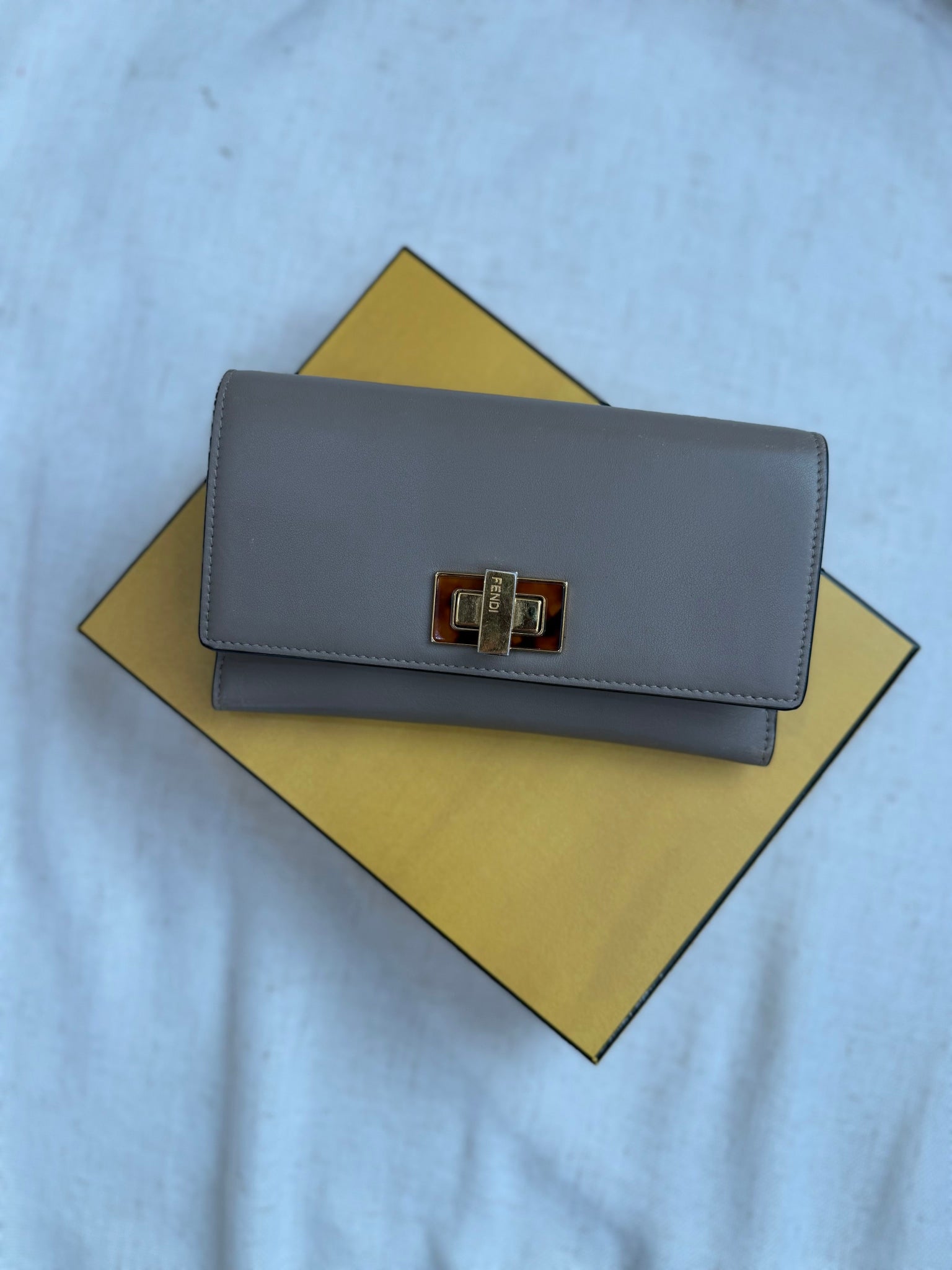 Fendi Tan Leather Peekaboo Long Wallet