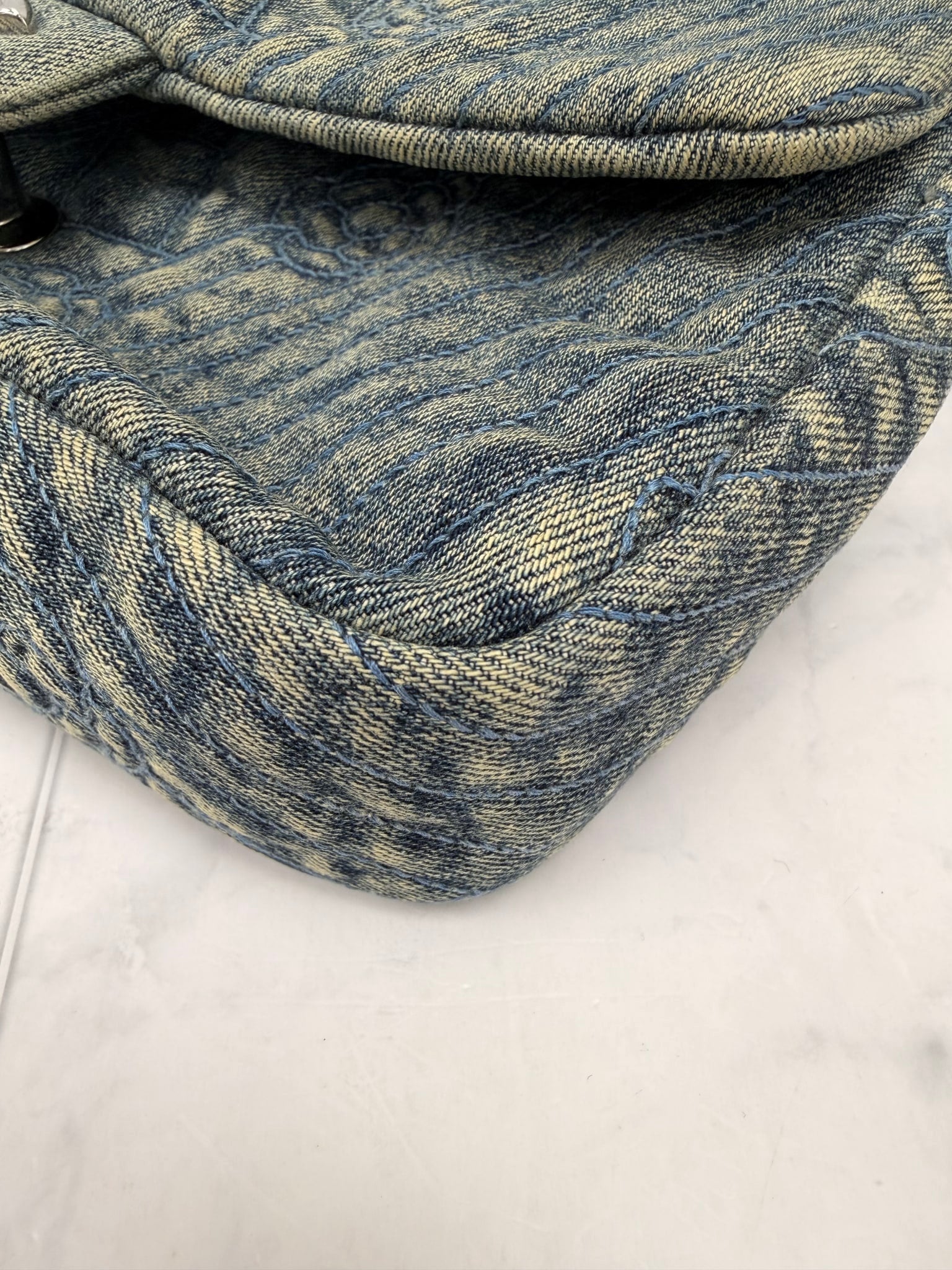 Chanel Denim Camellia Quilted Medium Flap Bag