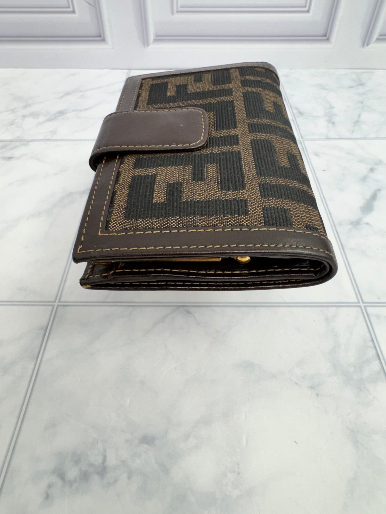 Fendi Brown Zucca Canvas French Wallet