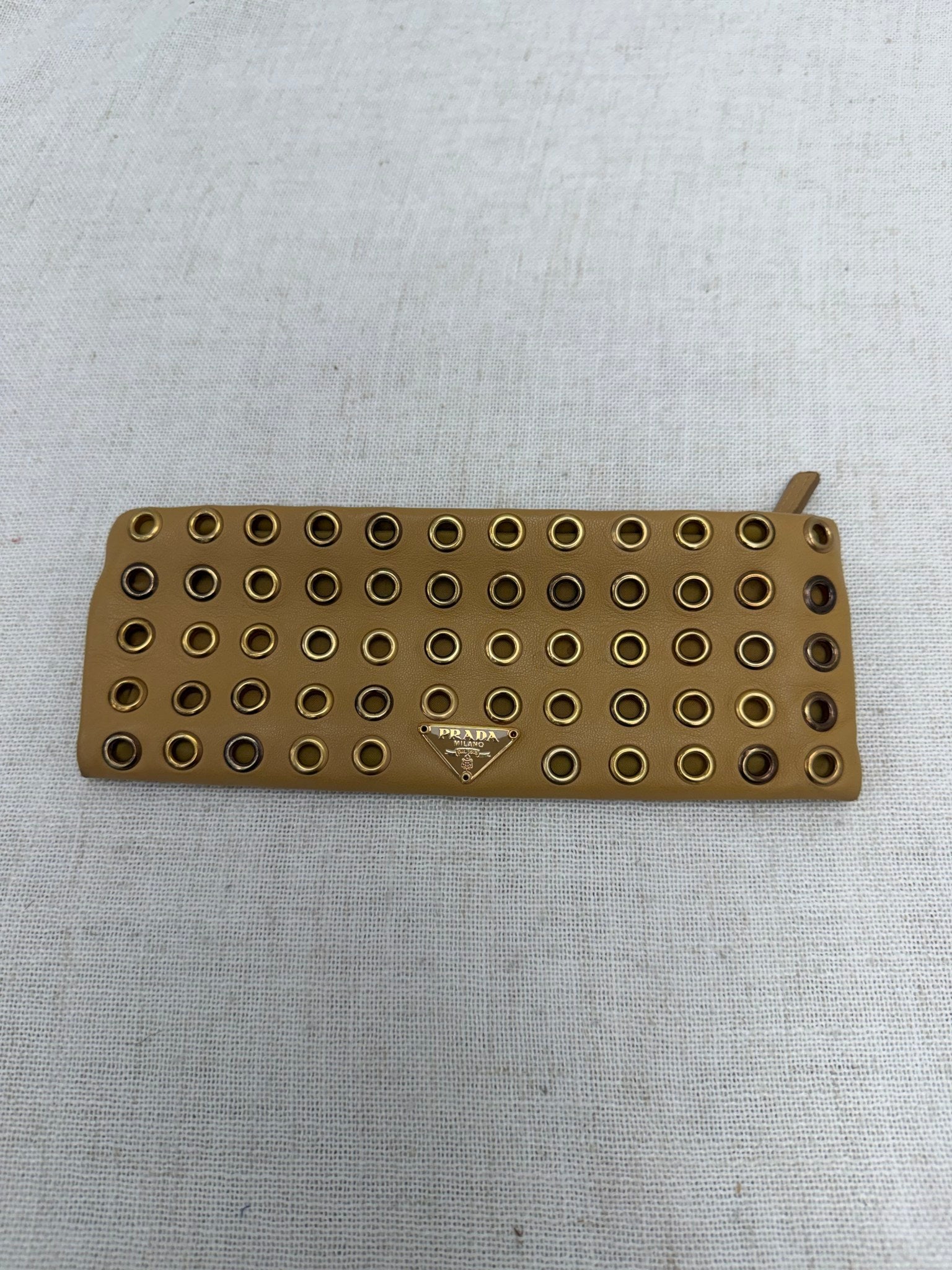 Prada Beige Leather Grommet Pouch