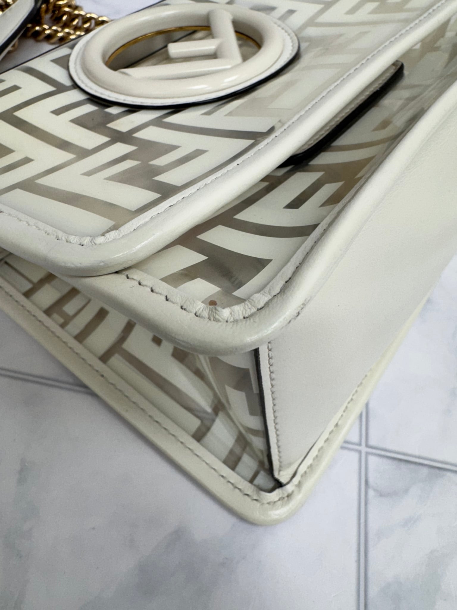 Fendi White Zucca PVC Kan I Logo Crossbody Bag
