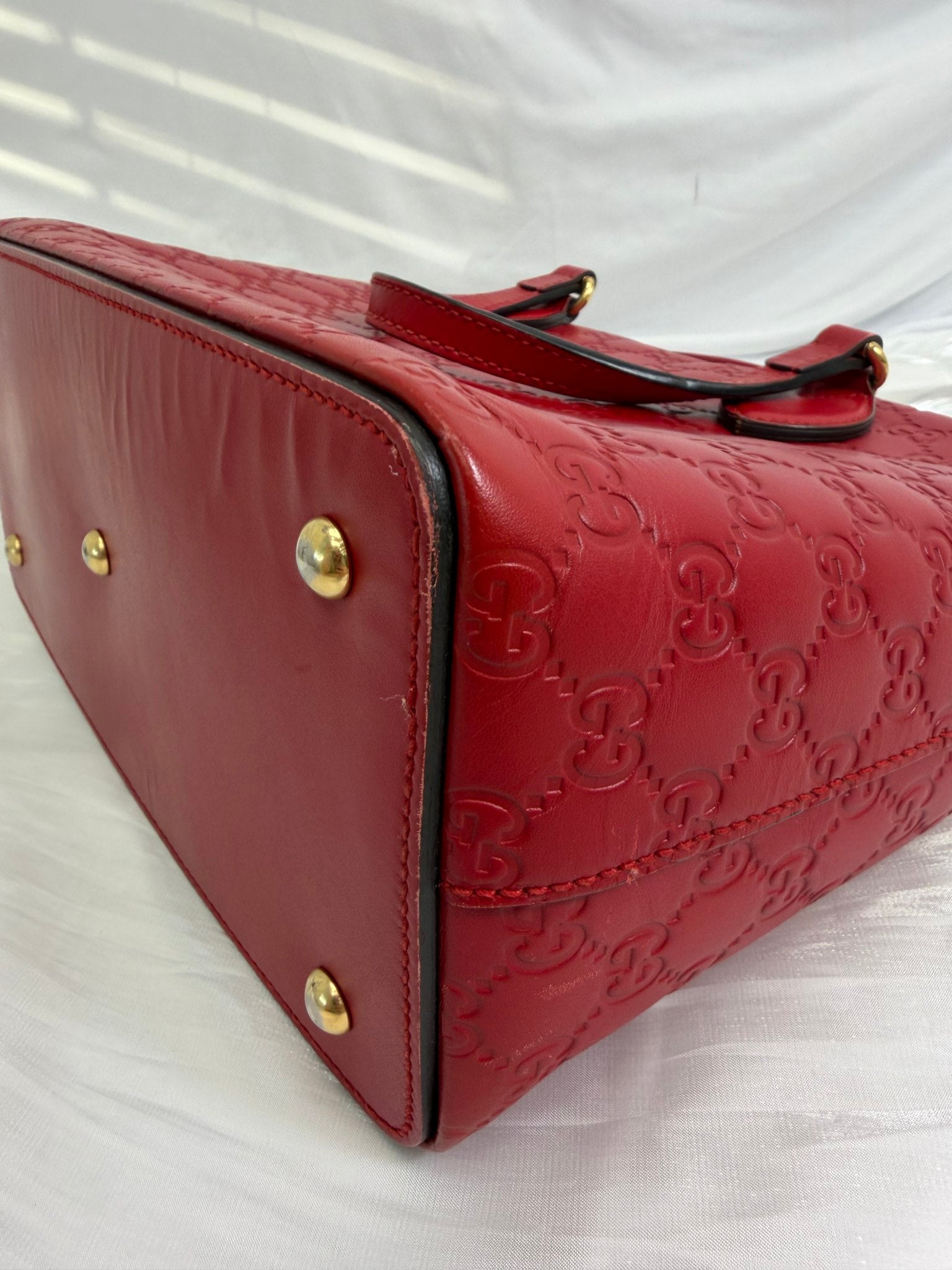 Gucci Red Guccissima Leather Linea Foldover Tote