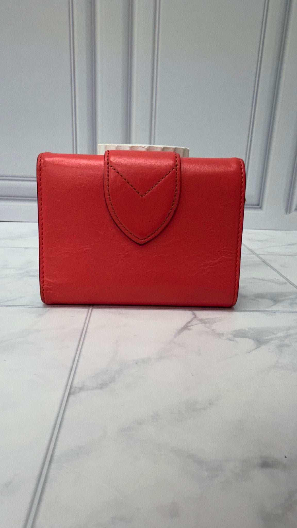 Louis Vuitton Coral & Blue Leather Pont Neuf Compact Wallet