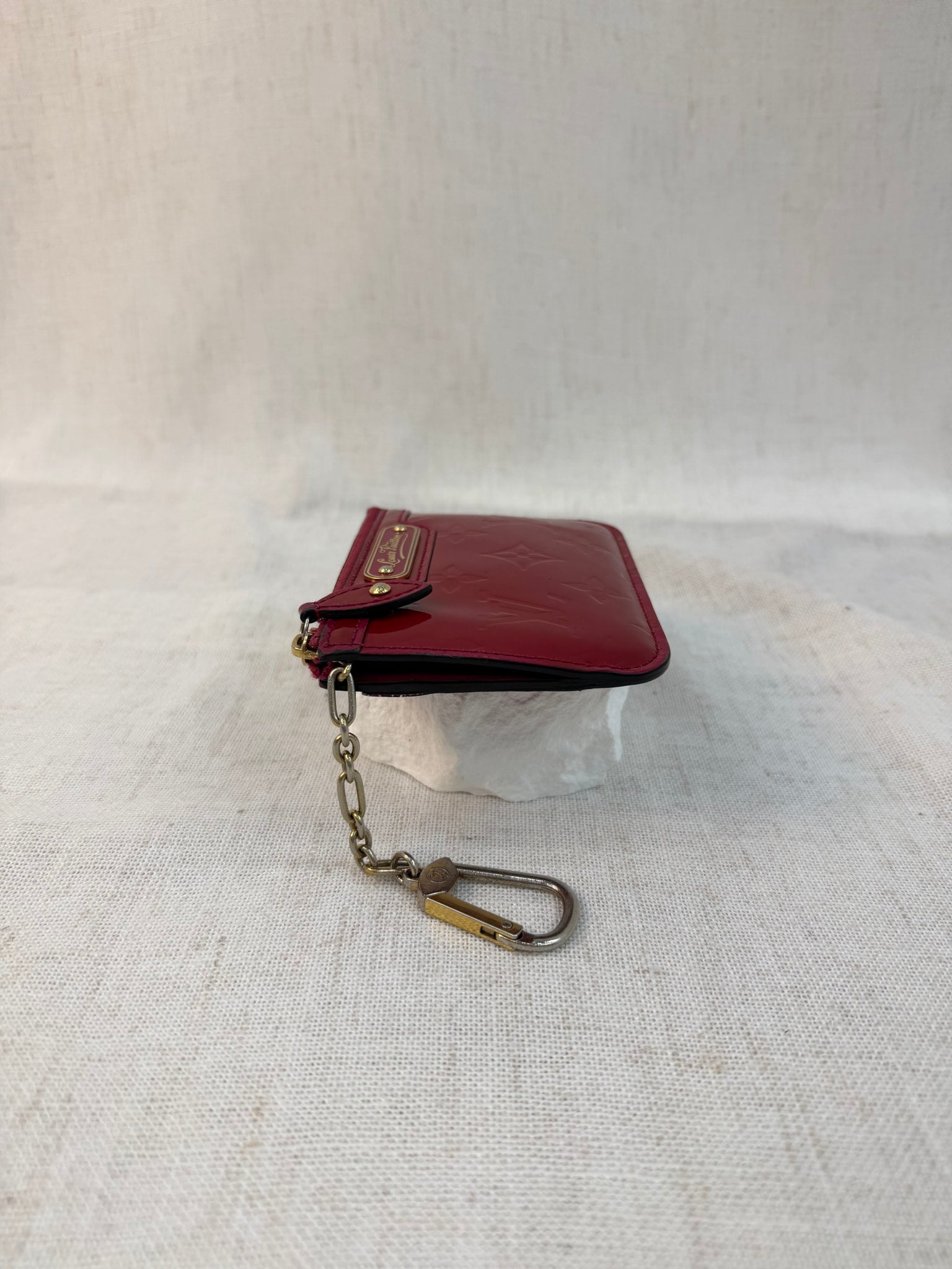 Louis Vuitton Red Patent Leather Pochette Key Ring