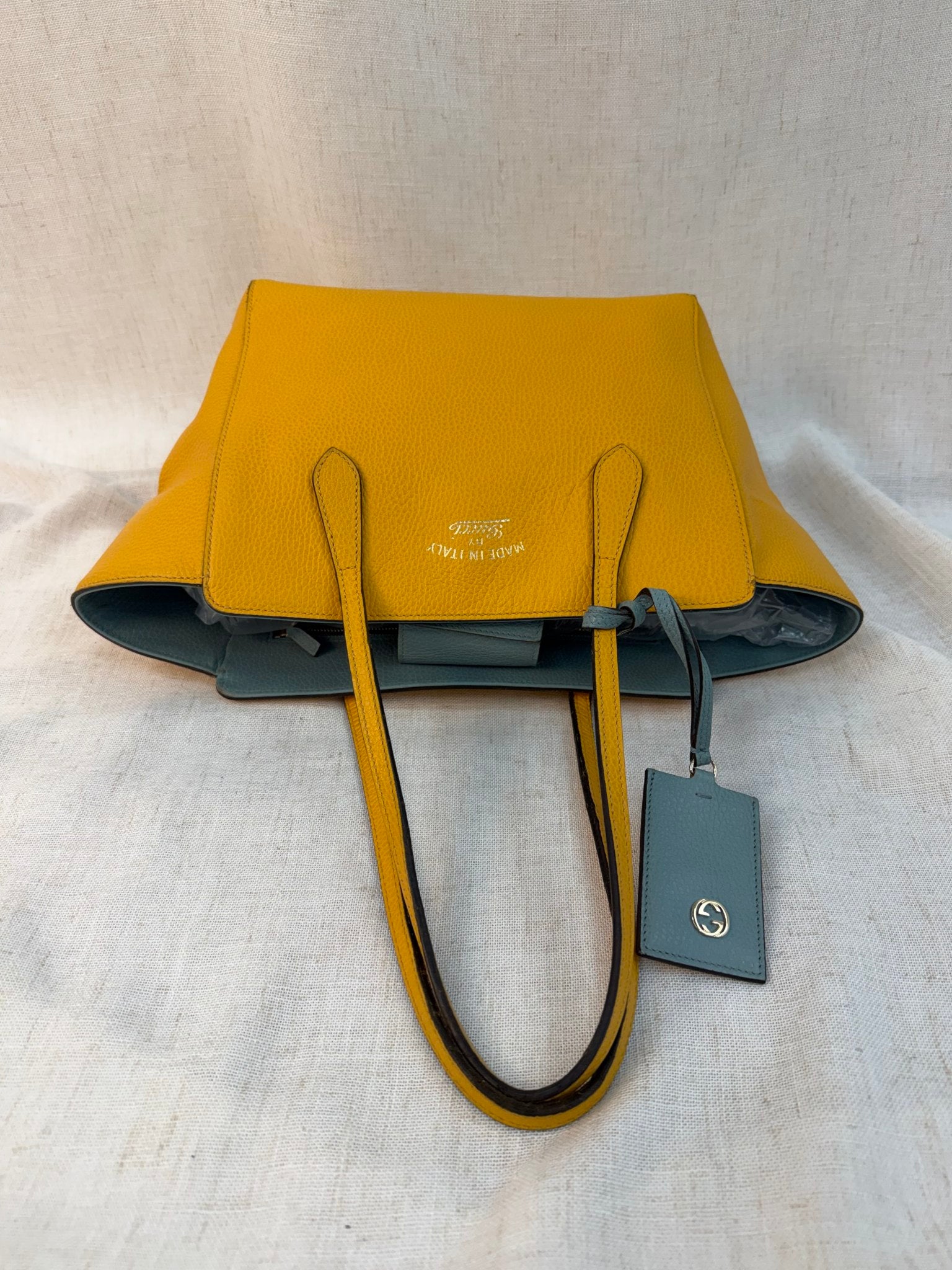 Gucci Yellow Leather Swing Tote Bag