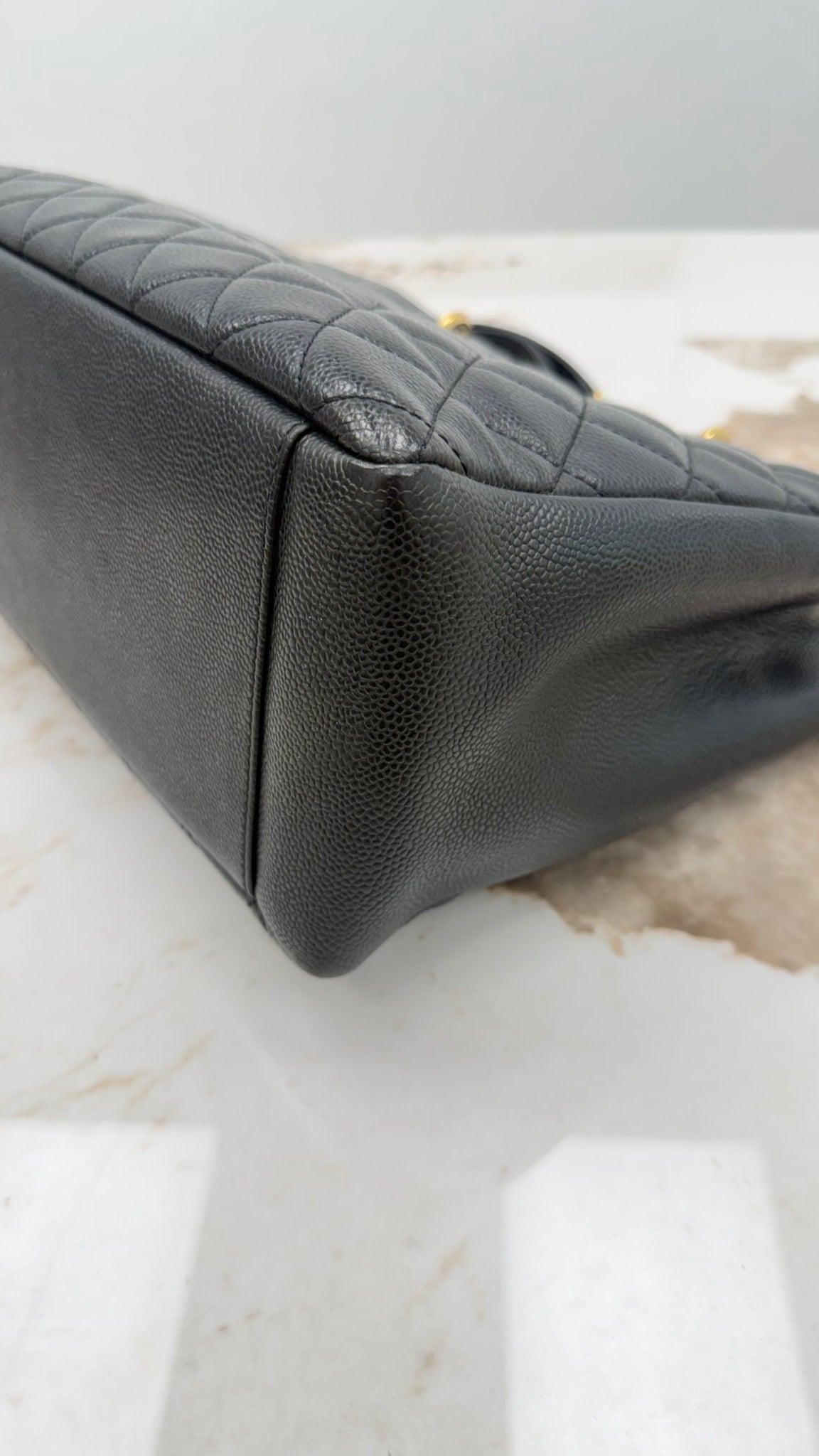 Chanel Black Quilted Caviar Leather Grand Shopping Tote (GST)