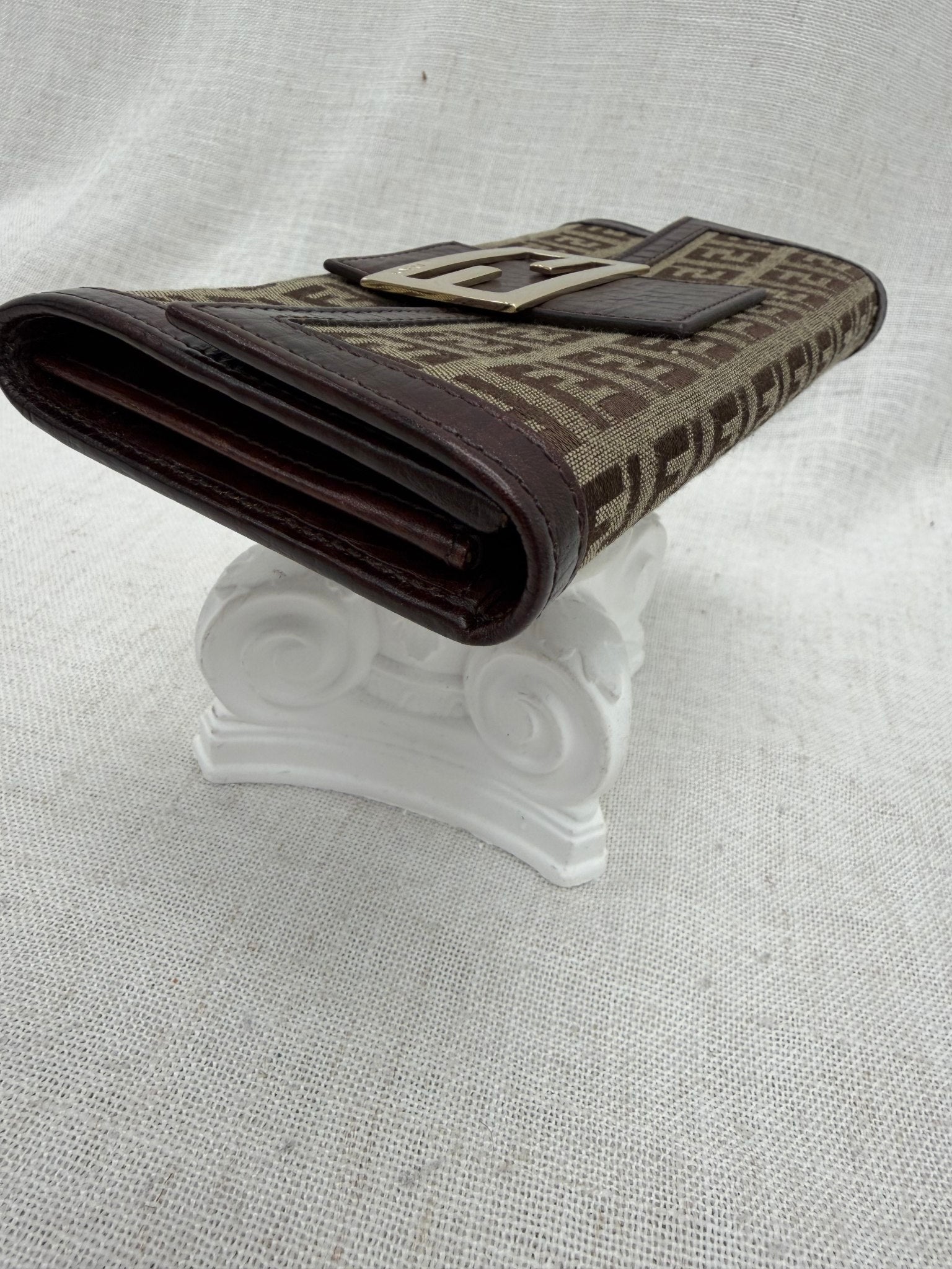 Fendi Brown Zucca Canvas Long Wallet