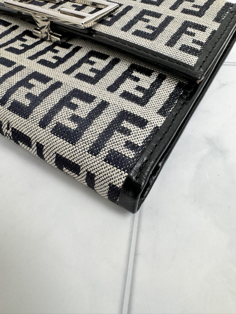 Fendi Grey And Black Zucca Canvas Compact Wallet