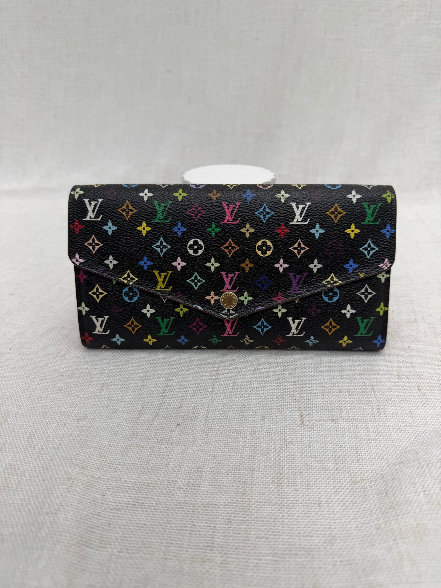 Louis Vuitton Black Multicolor Monogram & Pink Sarah Wallet