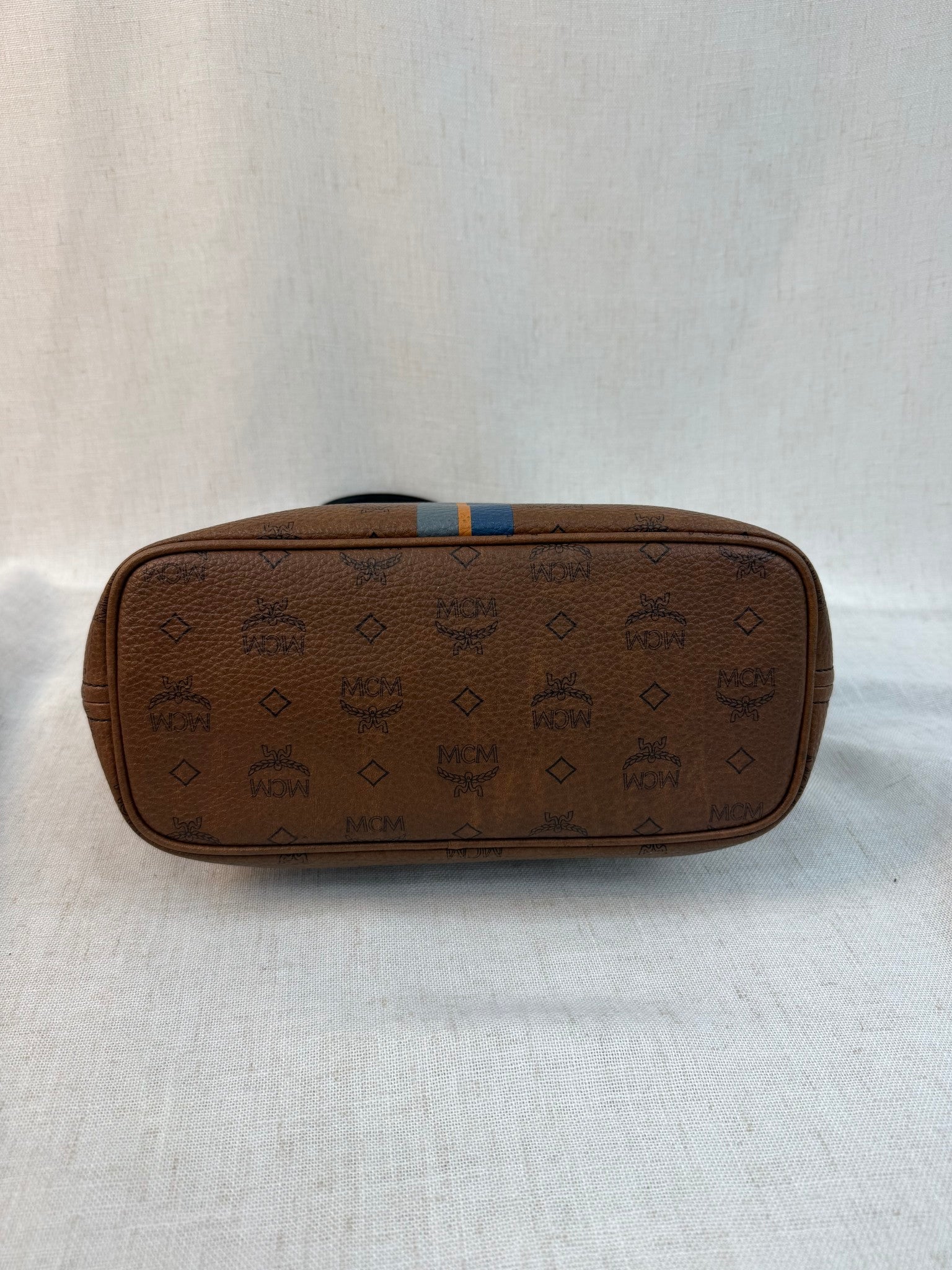 MCM Brown Coated Canvas Visetos Tote Bag