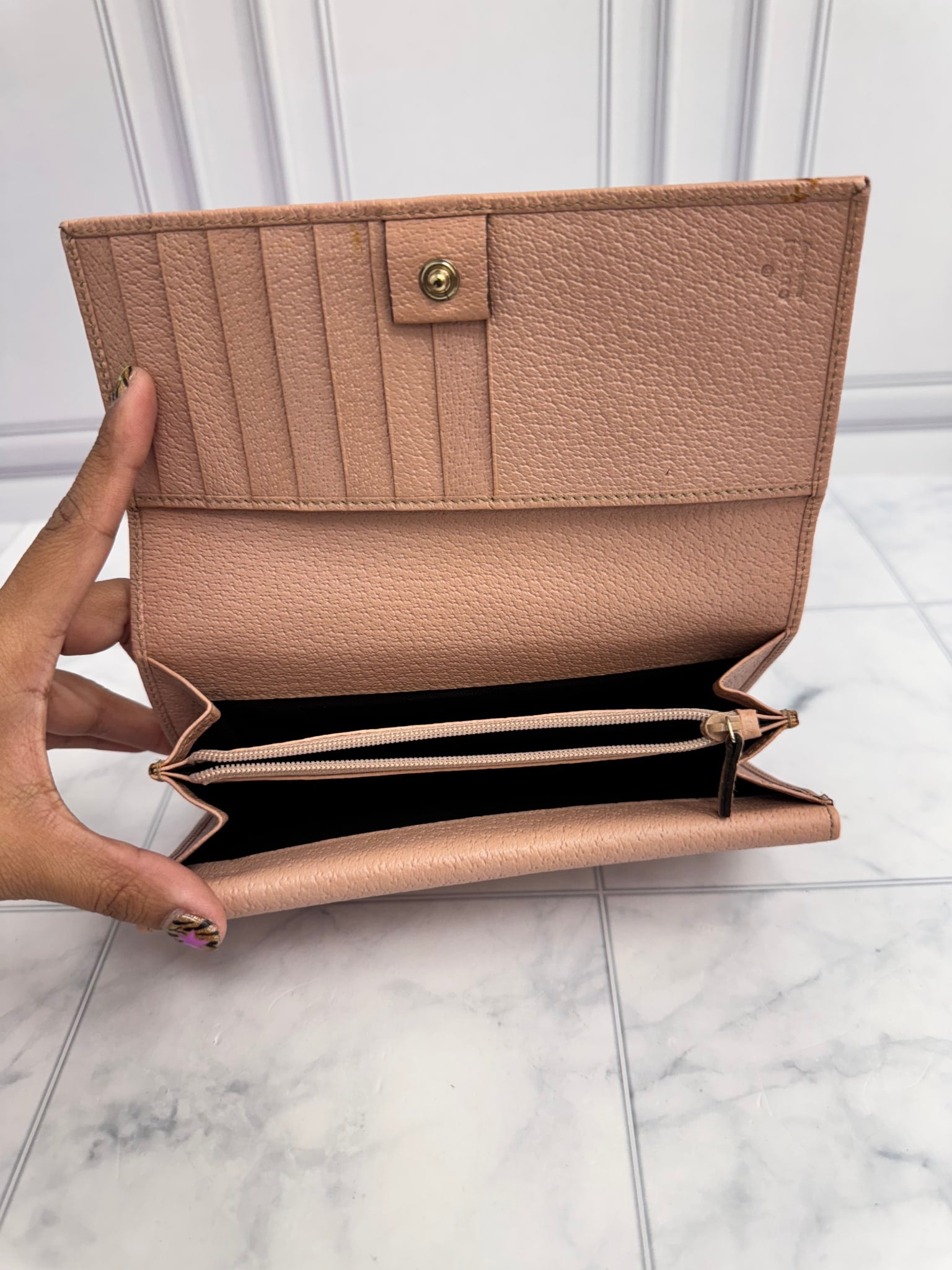 Gucci Beige And Pink GG Monogram Canvas Long Wallet