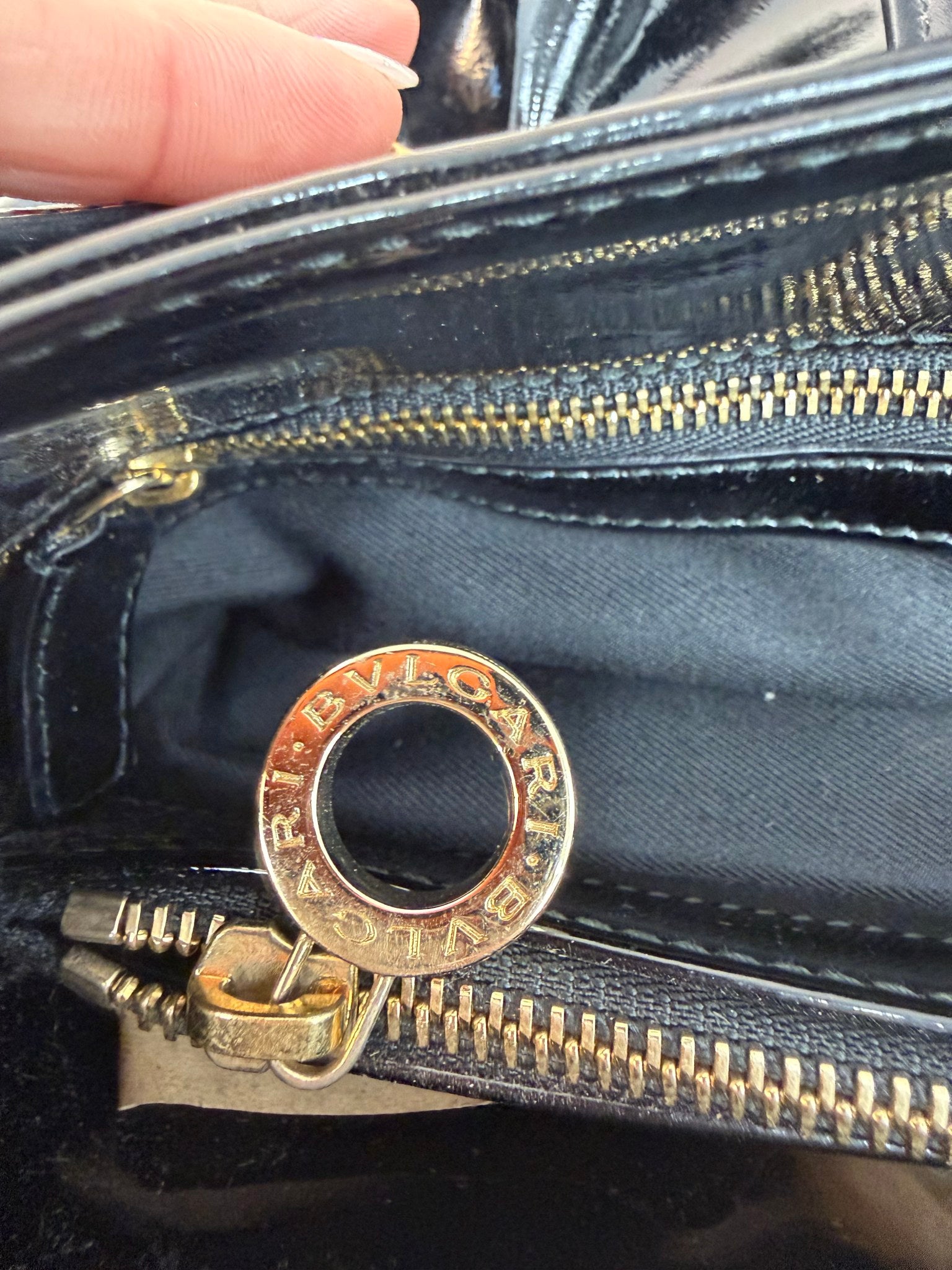 Bvlgari Black Patent Leather Chandra Shoulder Bag