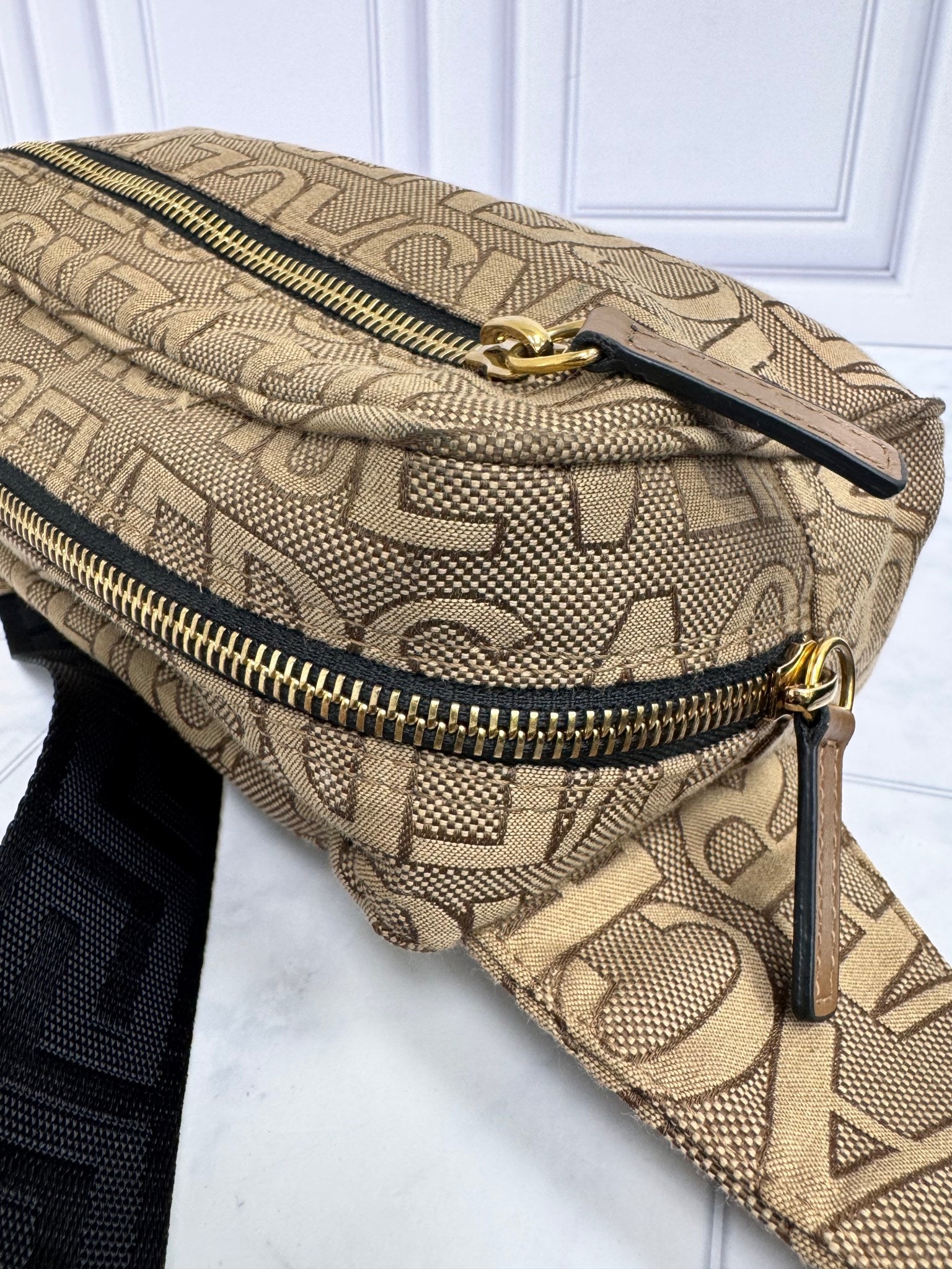 Versace Brown Canvas Belt Bag