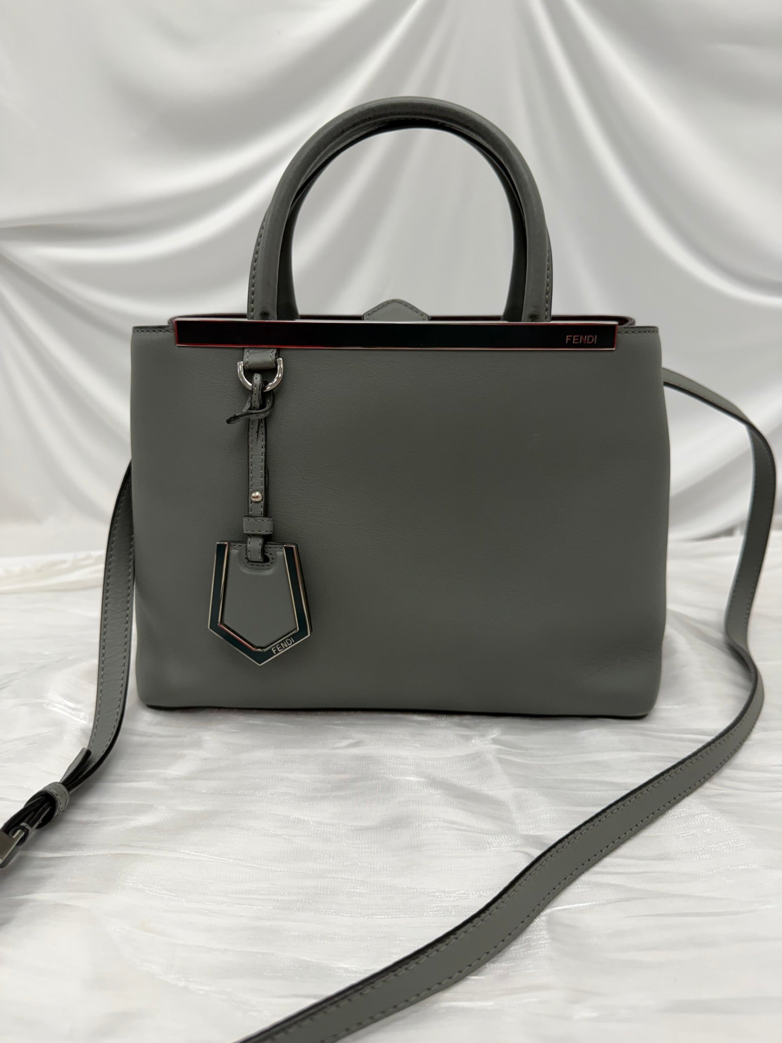 Fendi Gray Leather 2Jours Handbag