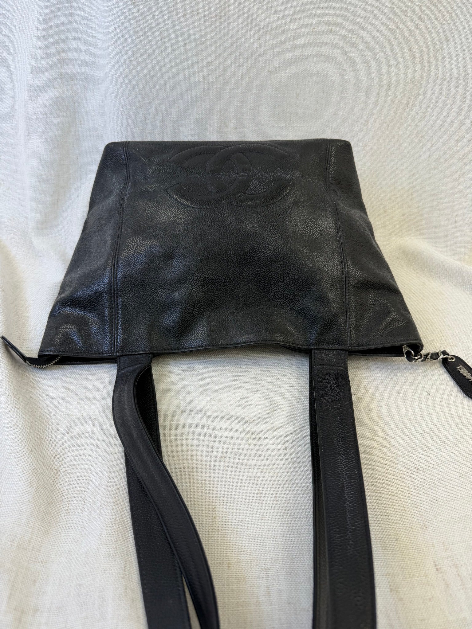 Chanel Black Caviar Leather Tote Bag