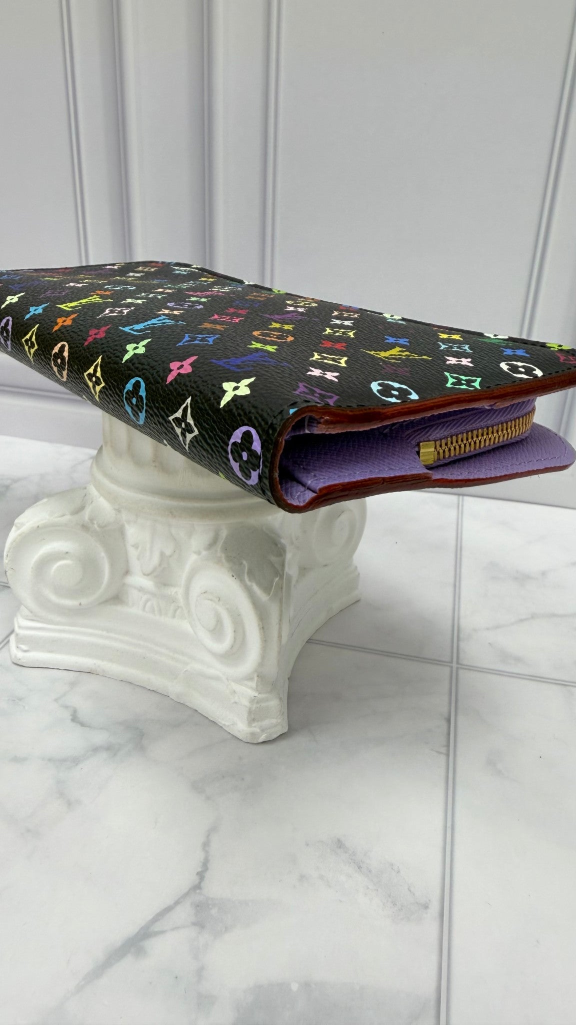 Louis Vuitton Black Multicolor Monogram & Purple Insolite Wallet