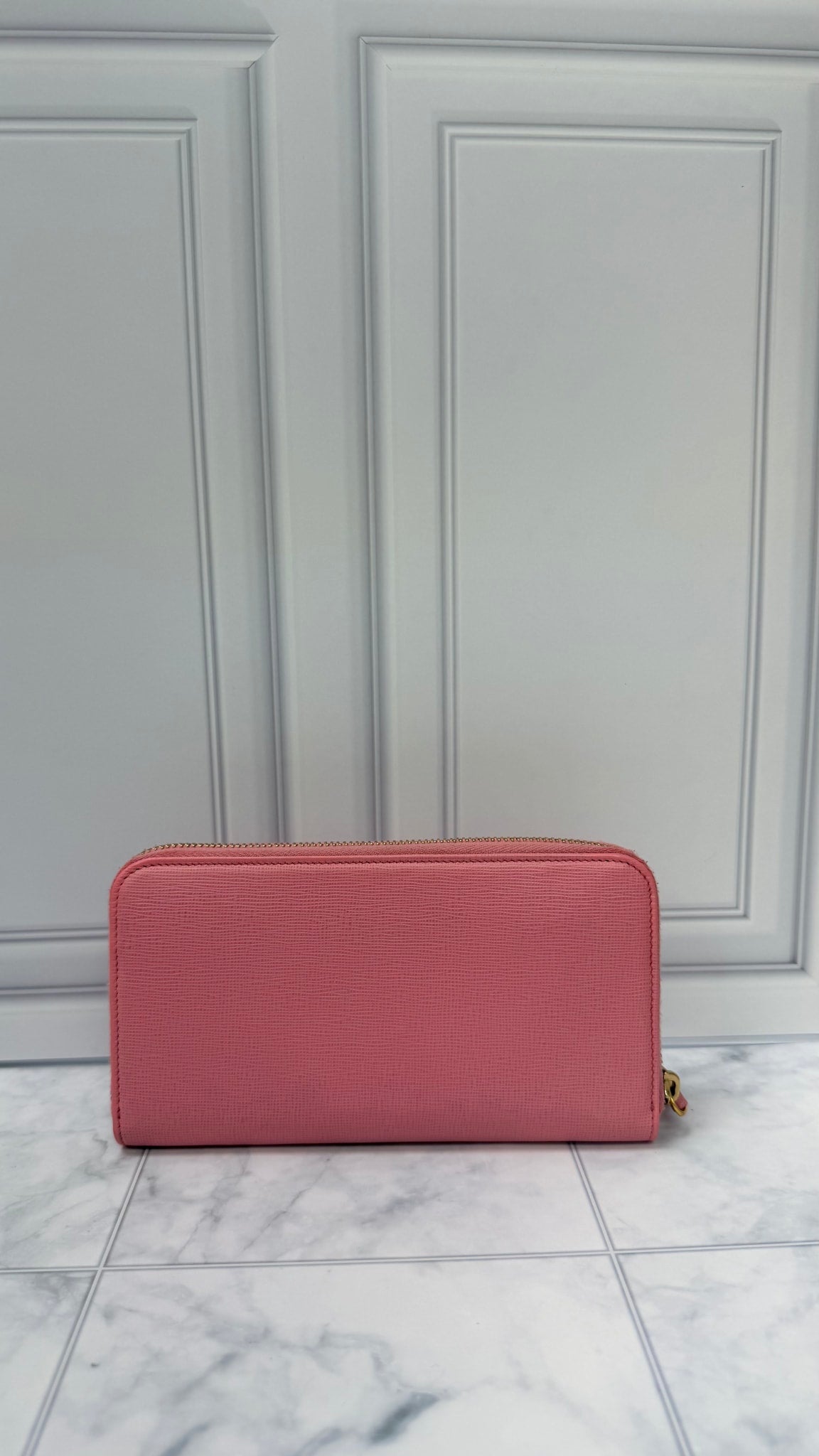Fendi Pink Leather Zippy Wallet